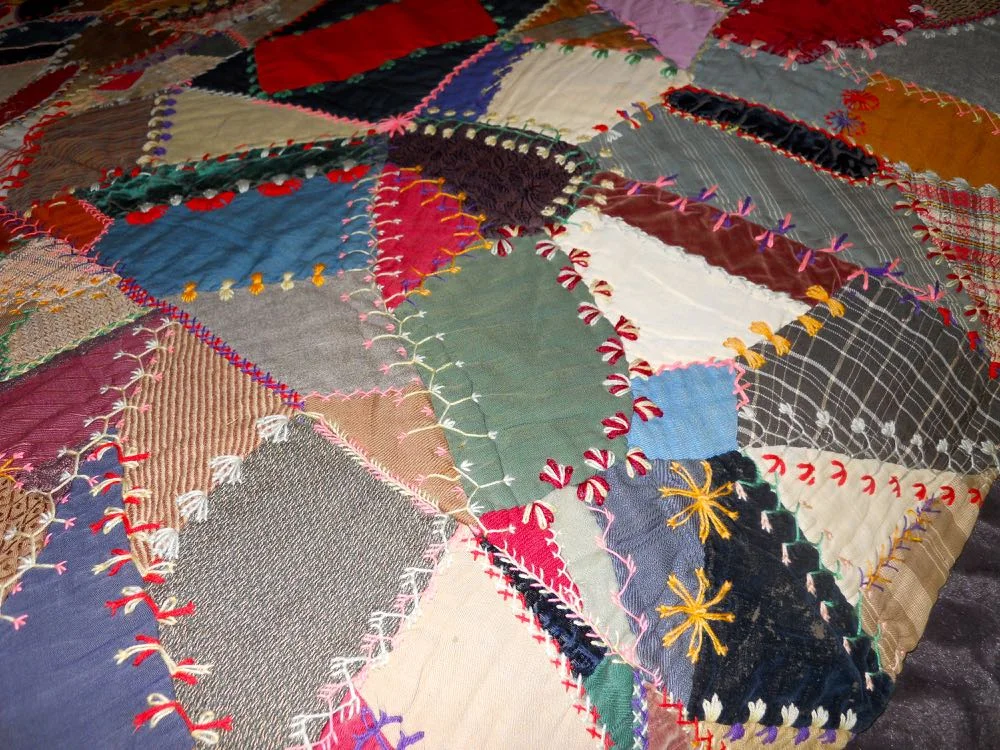 Twin crazy quilt from Bluebird Gardens, USA.