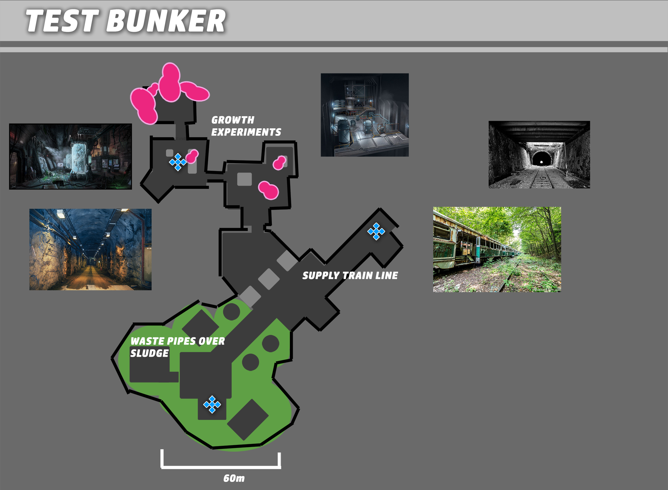  Rough initial paper layout to establish the ideas and themes, and align with the art team on the vision for the map.  