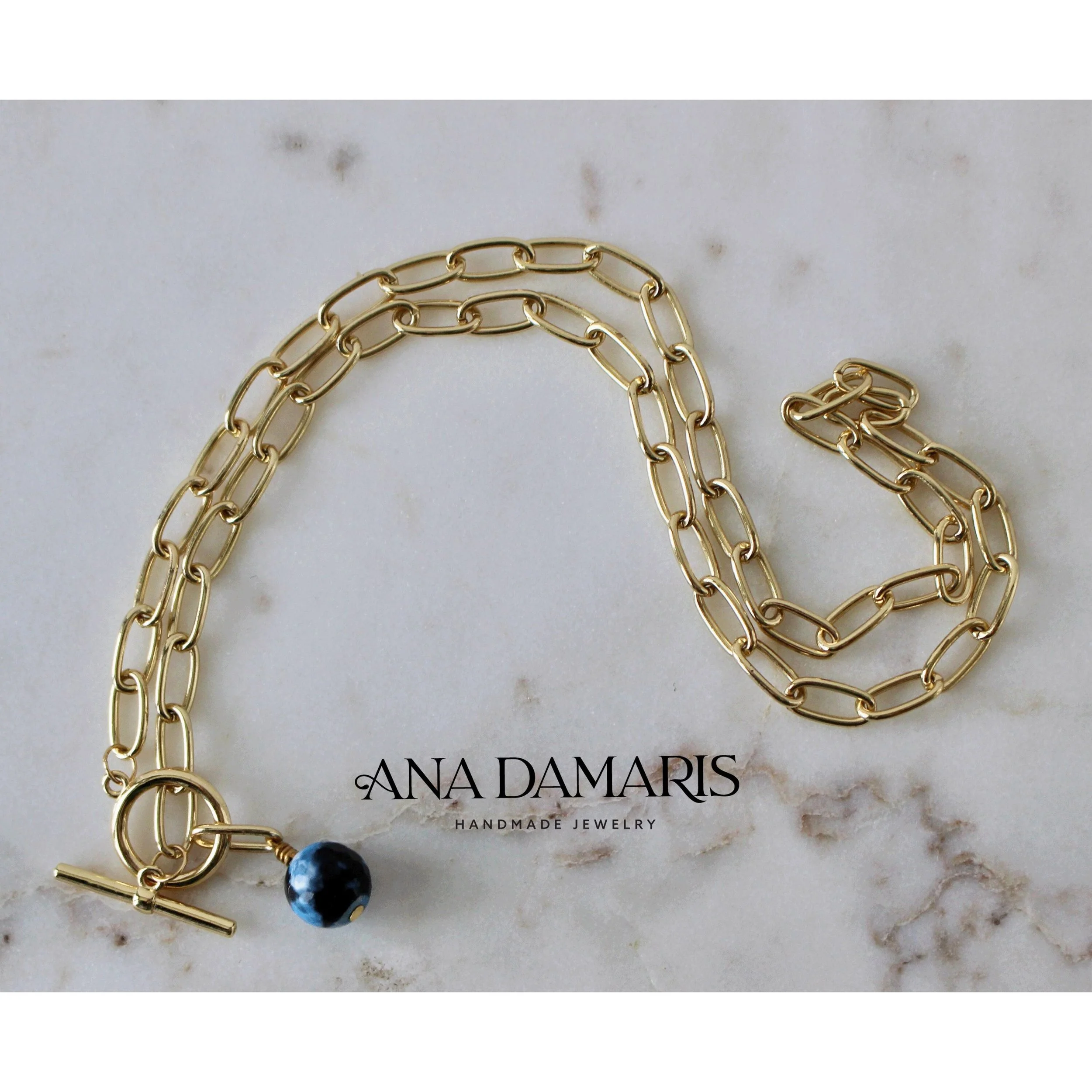 Paperclip chain with single fire agate gemstone necklace