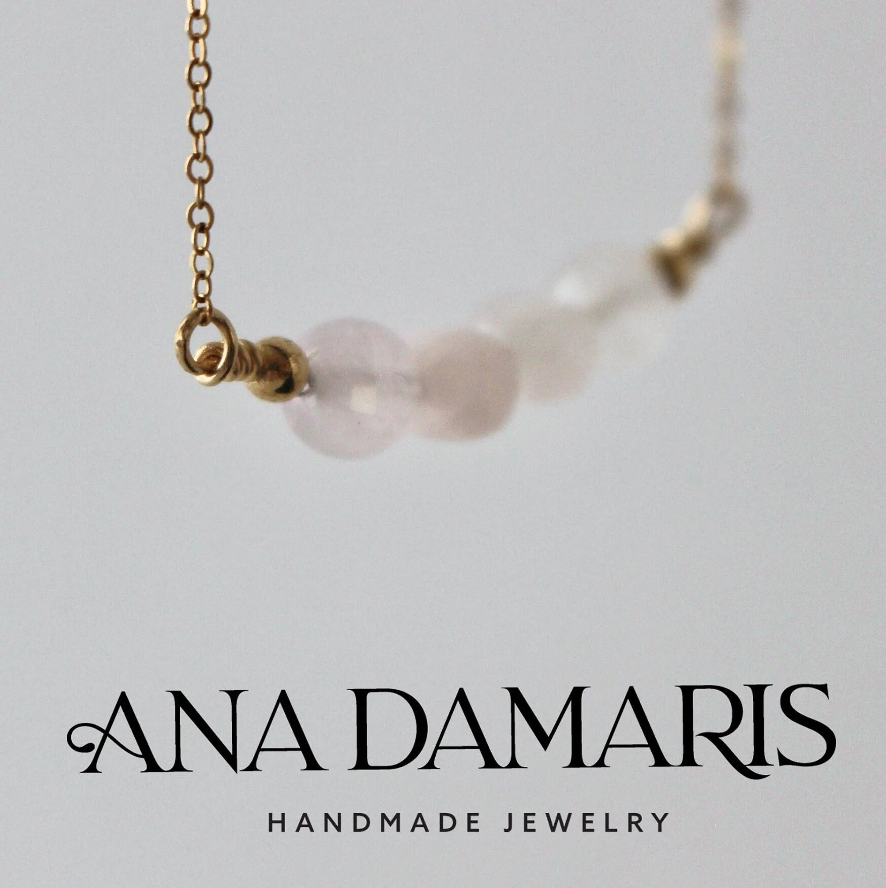 Natural Rose Quartz Round Faceted Coin Bead Chain Necklace, Pink dainty 14k Gold Filled Chain