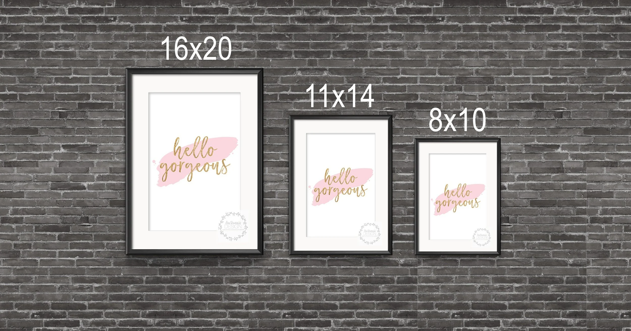 Hello Gorgeous Quote w/Pink Brush Stroke Art Print