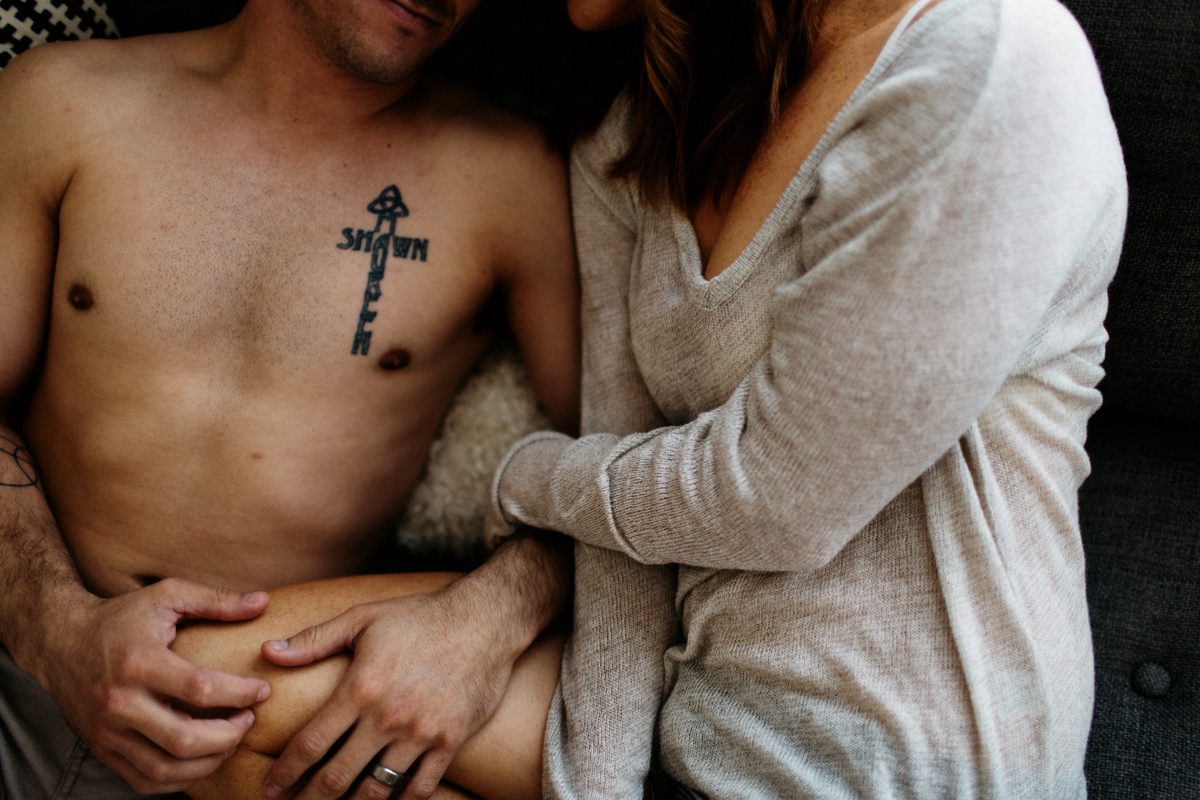 intimate couple on couch