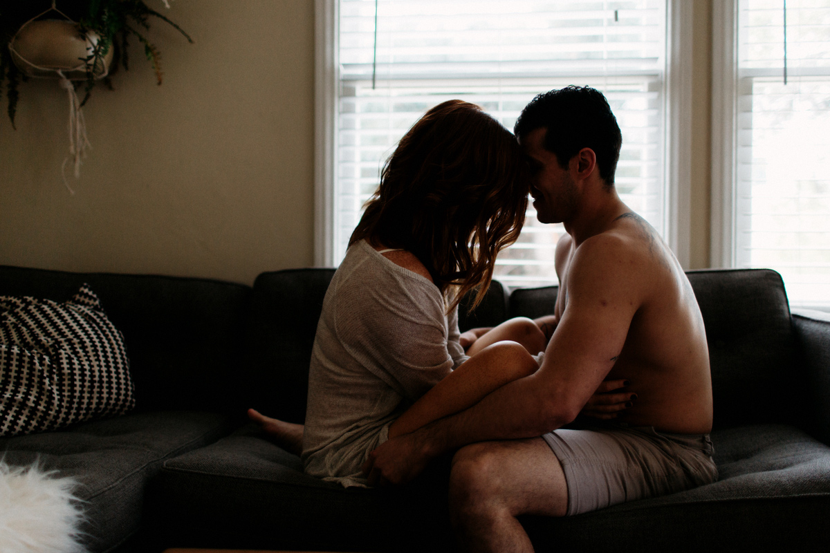 intimate couple on couch