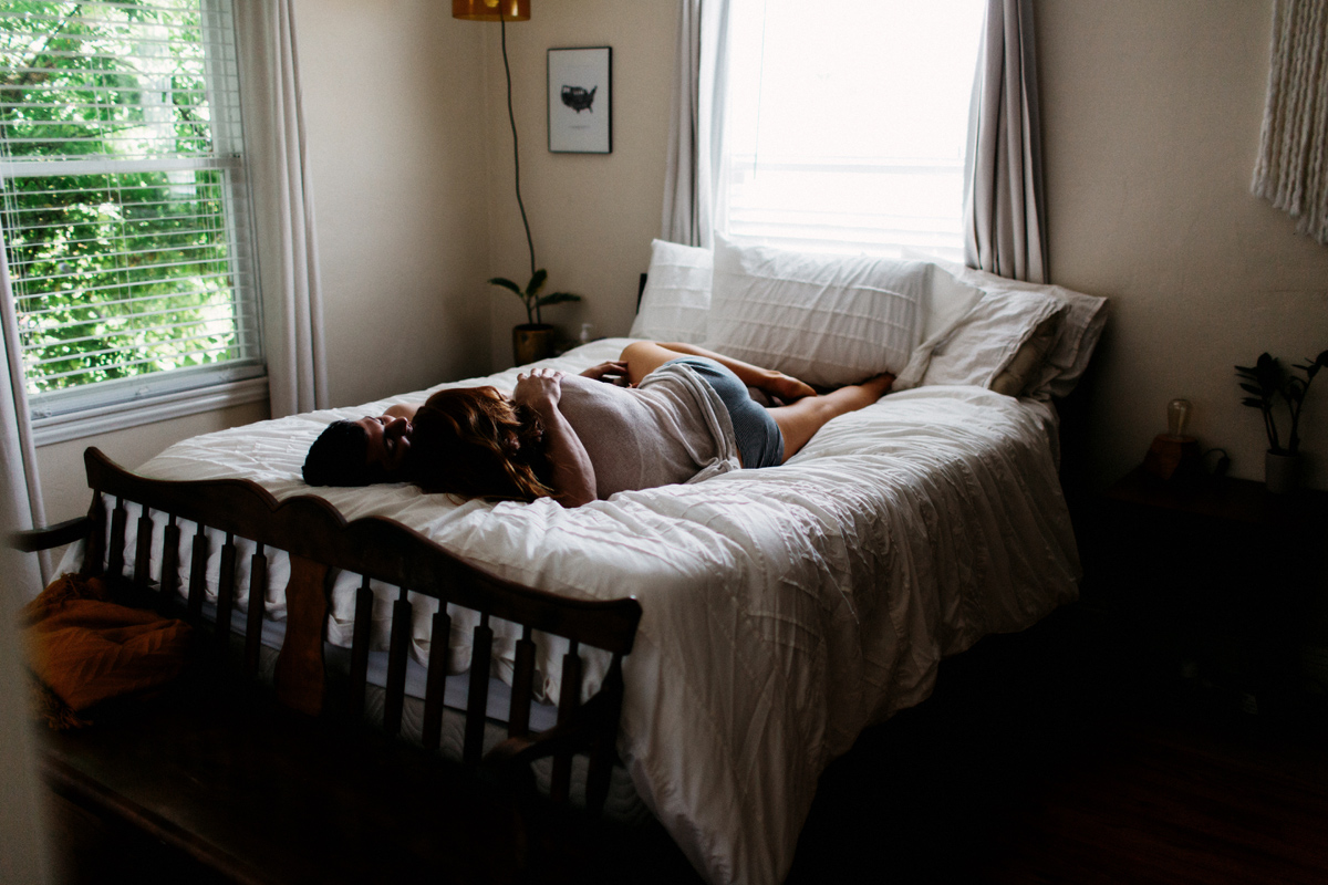 lazy in bed together