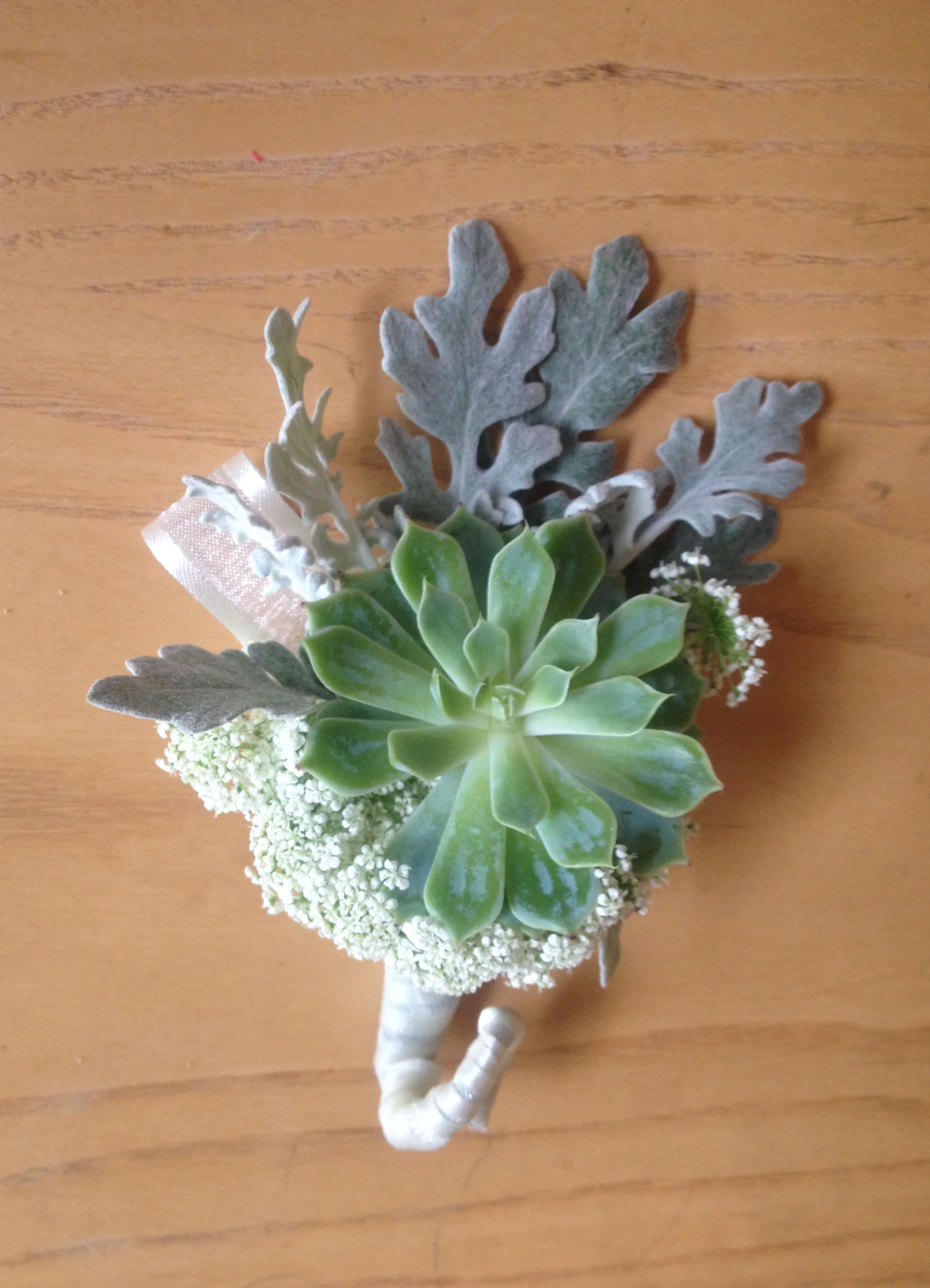 Here's the succulent boutonniere