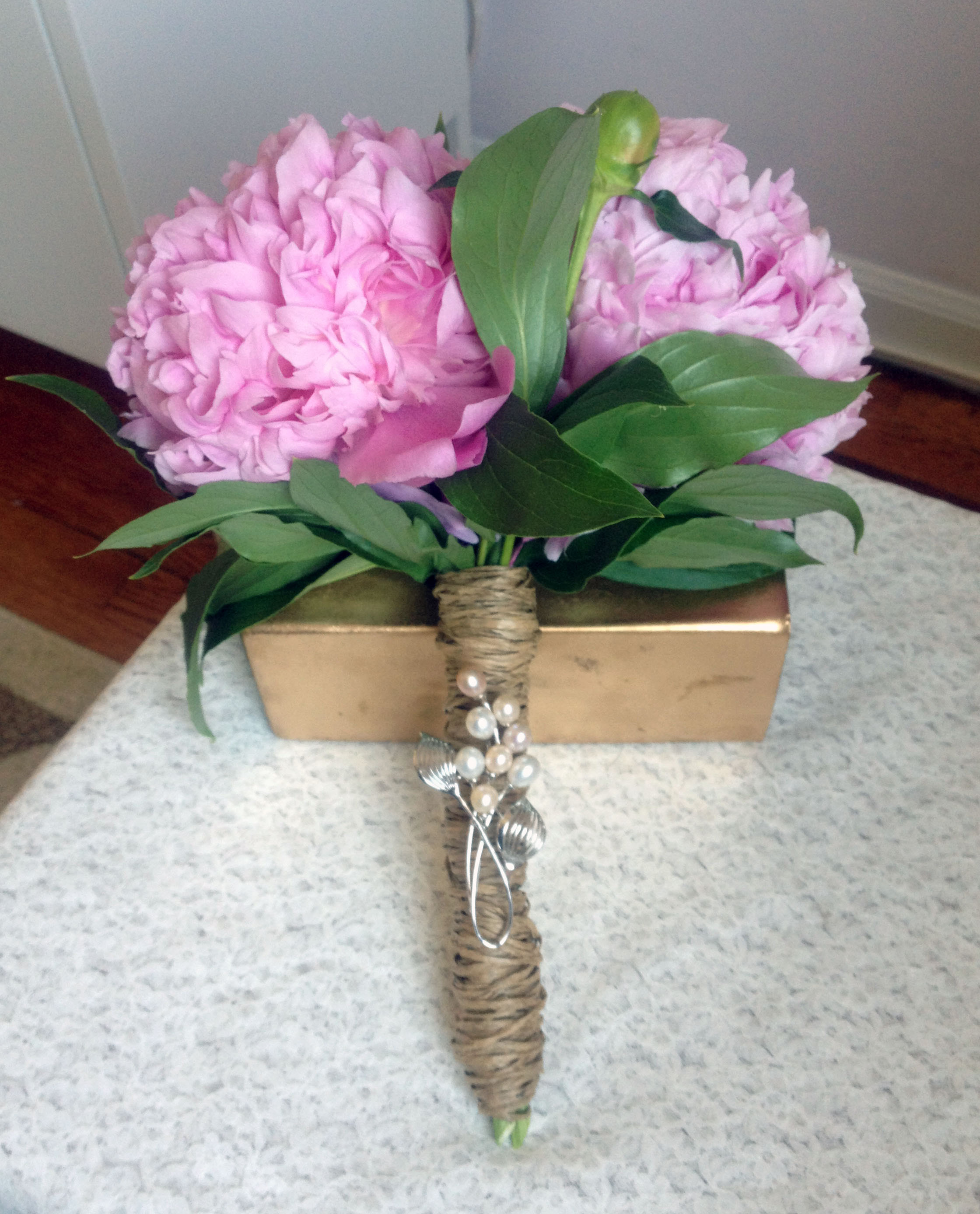 Peony Bouquet on gold vase