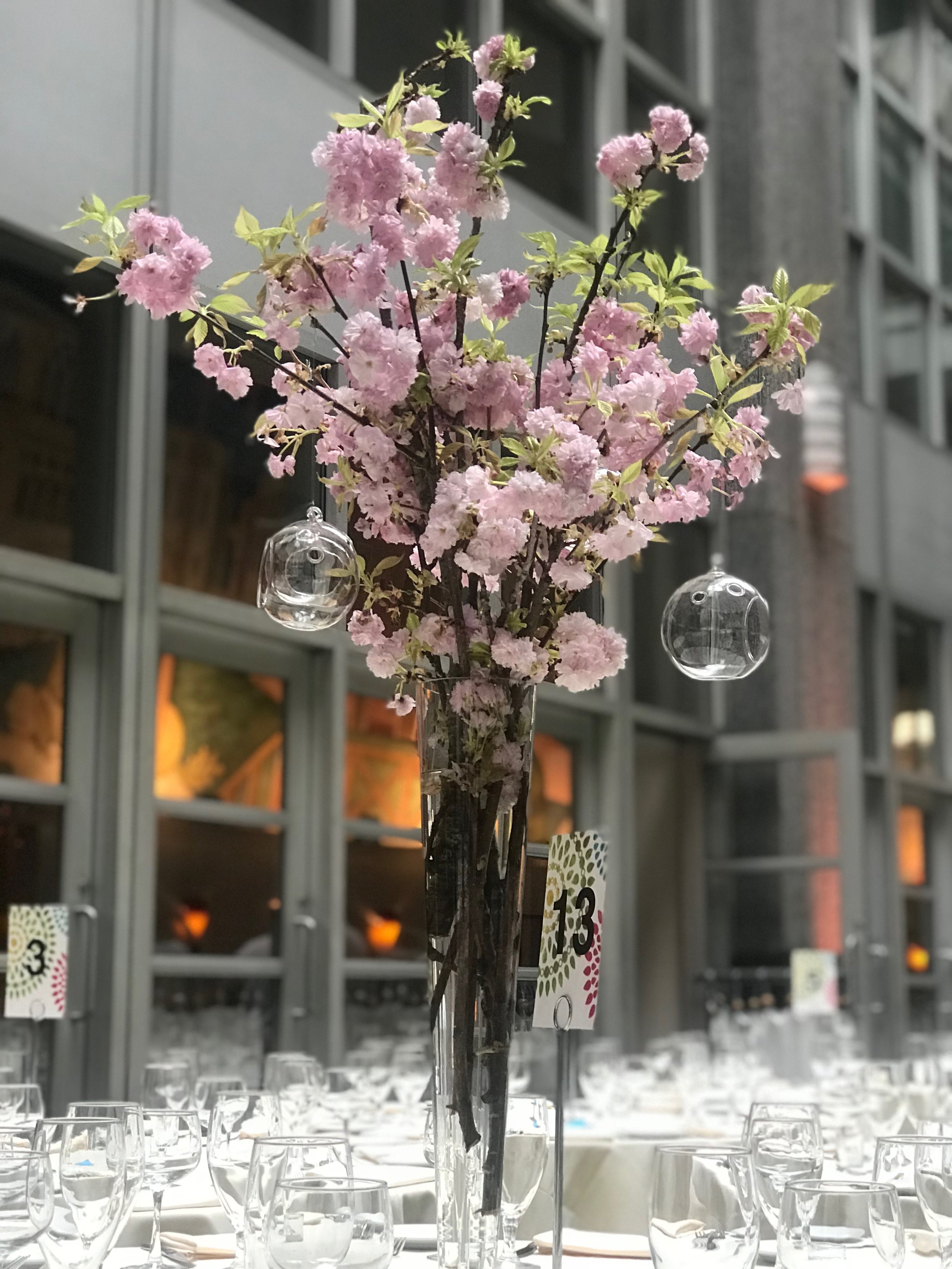 Evelisa Floral &amp; Design | Cherry Blossoms centerpieces 