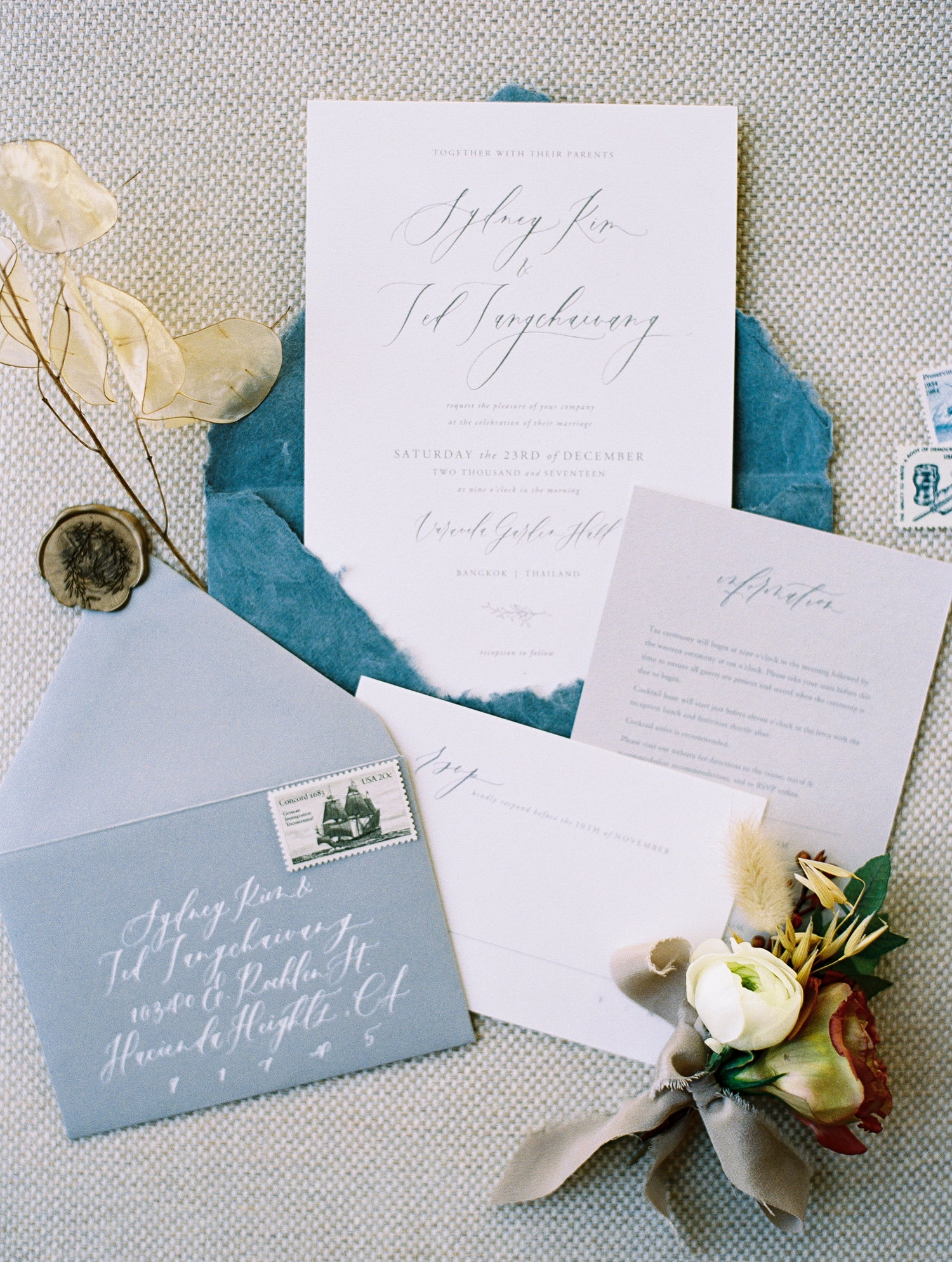 custom made calligraphy wedding invitation