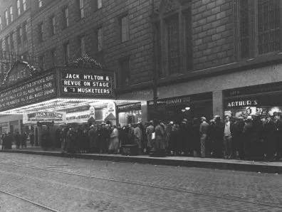  The scene outside the venue for Hylton's first American show, 1936. 