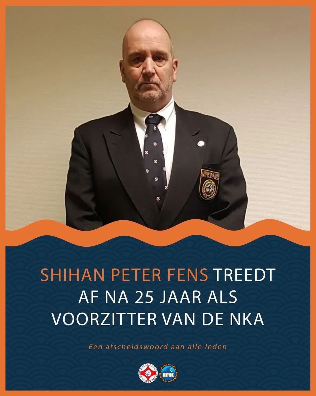 Shihan Peter Fens steps down as Chair of the NKA. 

The IFK Board thank him for his incredible work and look forward to seeing him again.

Osu 

@nka_ifk_nederland