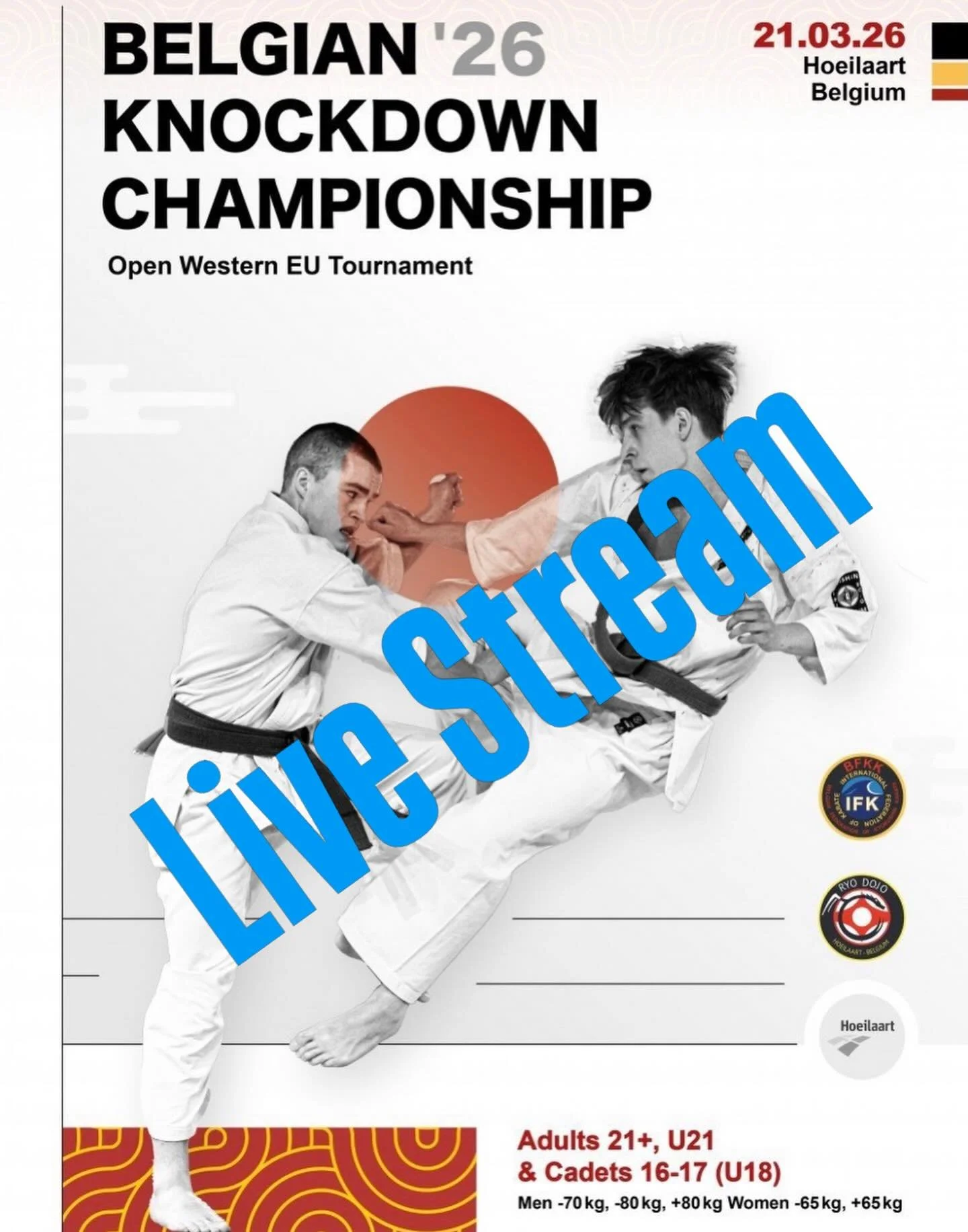 On YouTube channel IFKkarateTV

https://www.youtube.com/live/f65HdMjeaOI?si=Q4CrrMYU7ts43j1n

Live updates Kumite Technology 

https://app.kumitetechnology.com/en/tournament/392/live-updates/

@ifk_belgium @bkkkyokushinkai @nka_ifk_nederland @ifk.kyo