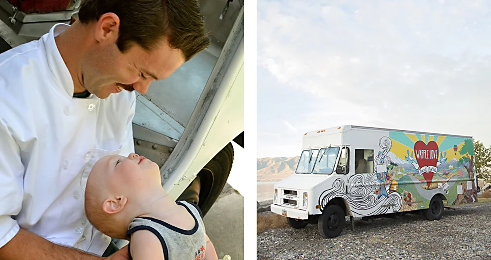 Founder Adam Terry at the Waffle Love grand opening July 2012