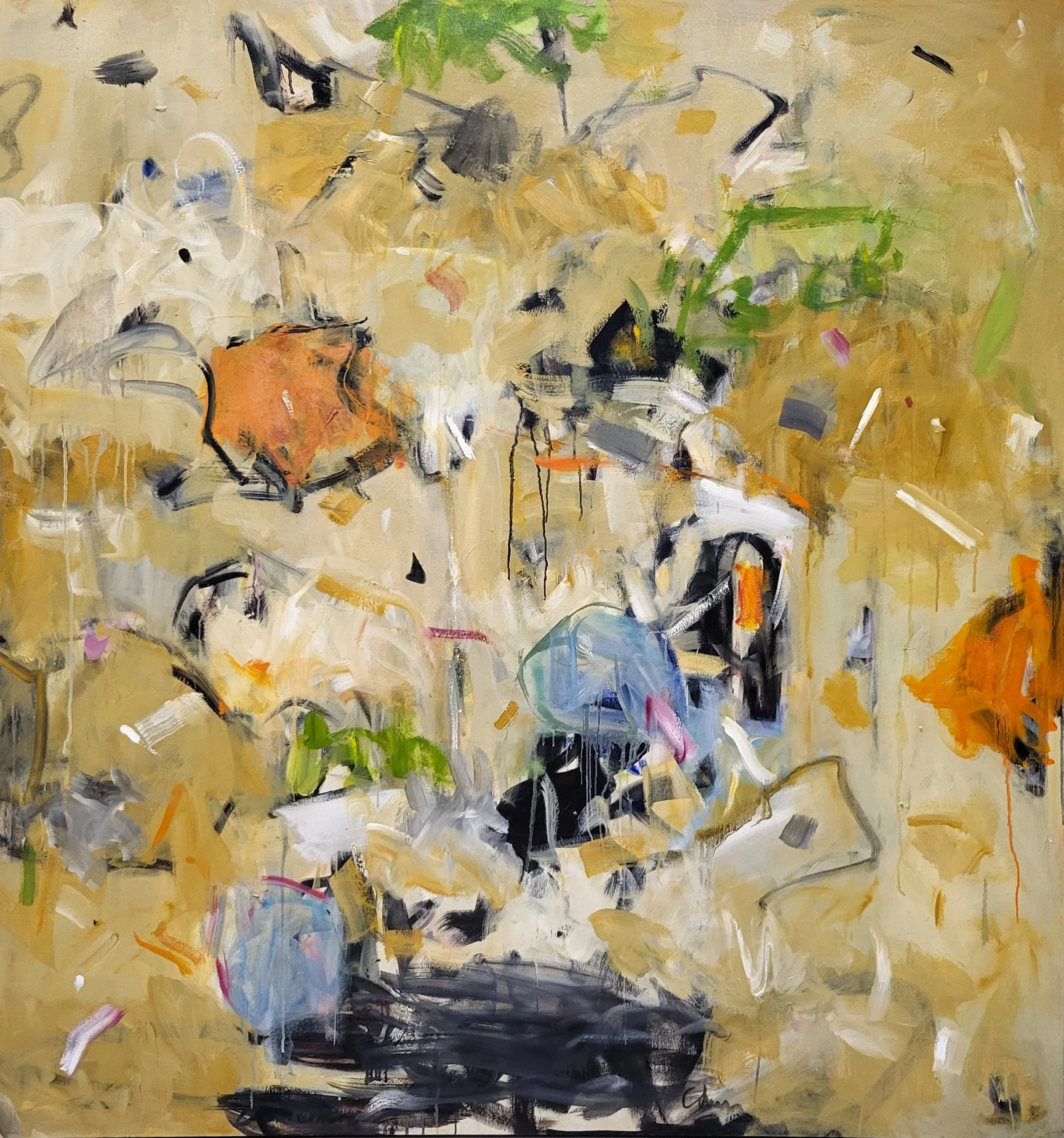 “Ring Around Rosie”, Oil, 56×54 $6900