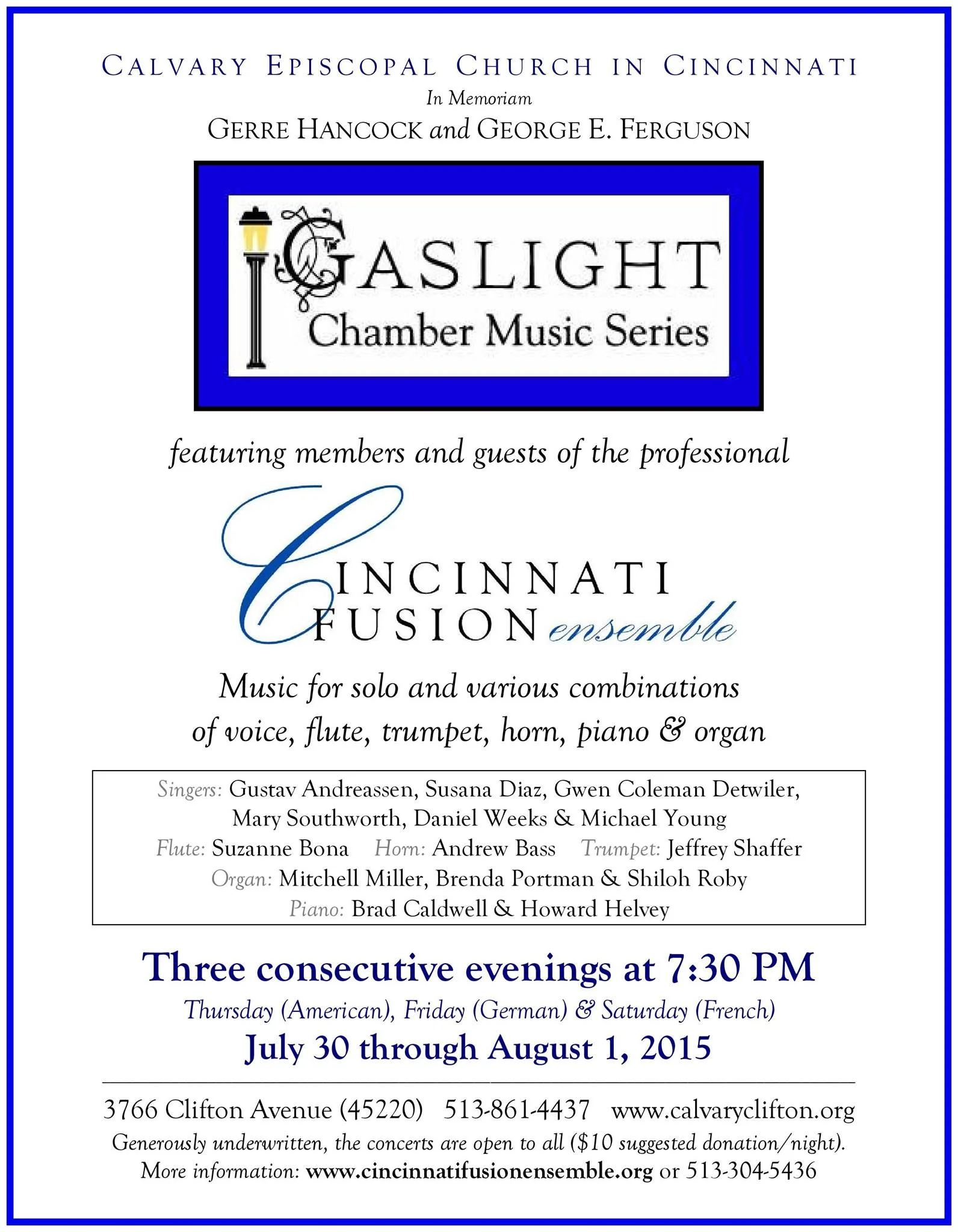 The Gaslight Chamber Music Series - Featuring Members and Guests of the CFE