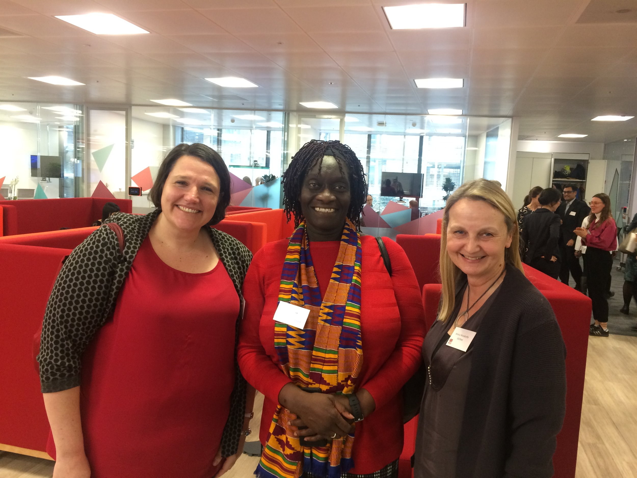  Lee Webster, GADN Chair, Theo Sowa, CEO, African Women’s Development Fund, Jessica Woodroffe, GADN Director, at the launch of DFID’s Strategic Vision for Gender Equality, March 2018 