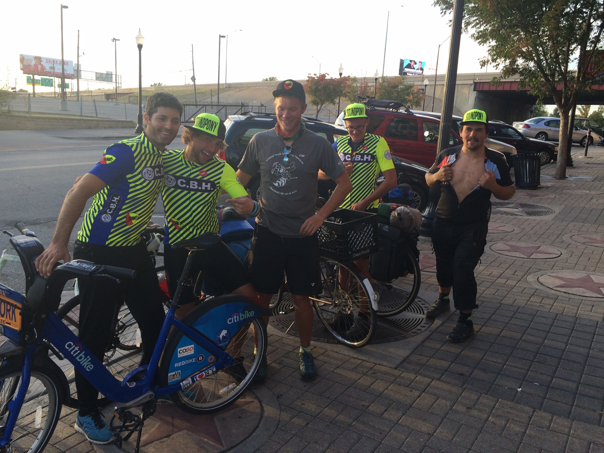 Countri Bike (left), the three amigos (center) and John showing some skin (right)
