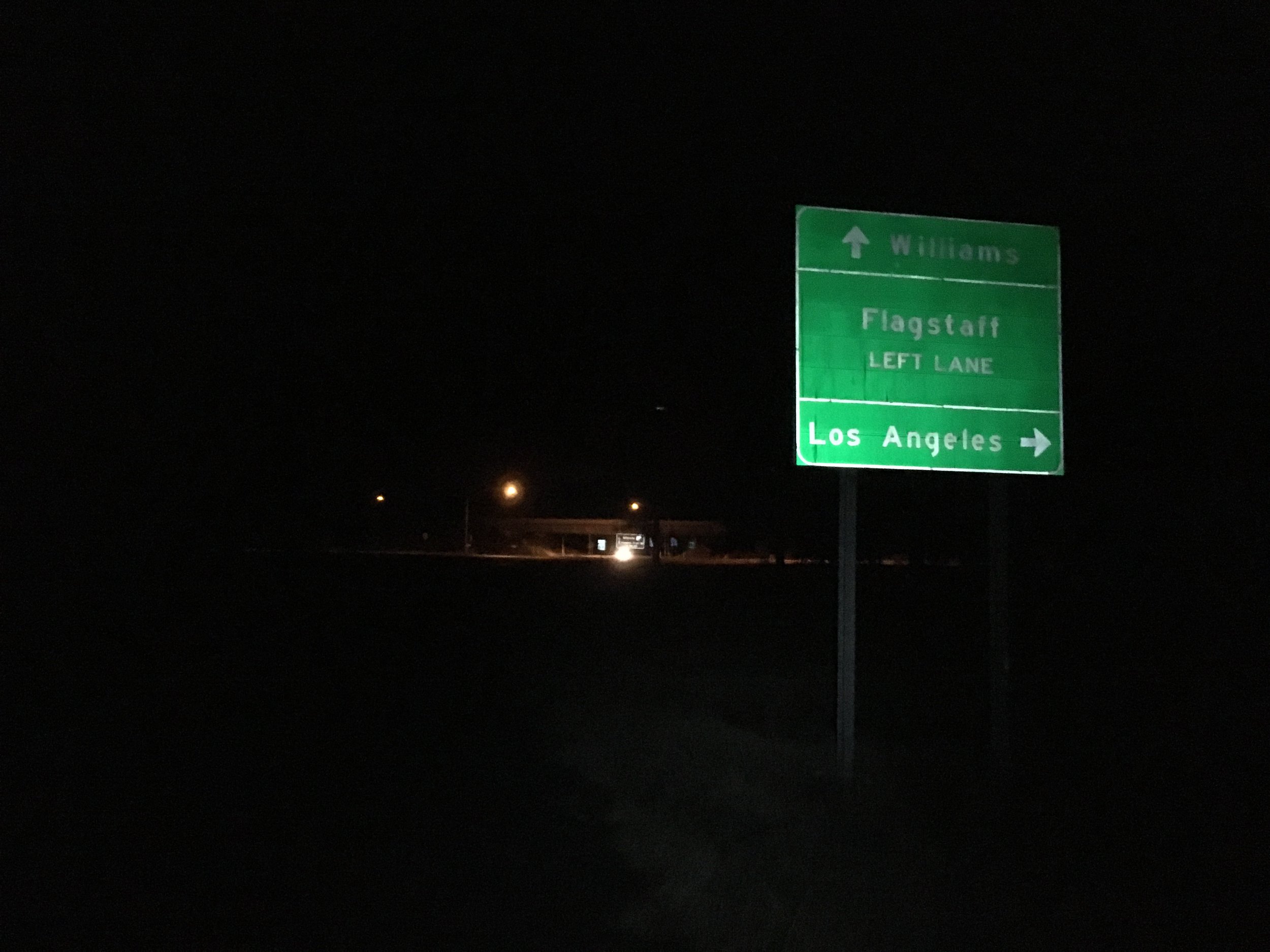 Baby it's dark outside. First signs of light by the interstate near Williams, AZ.