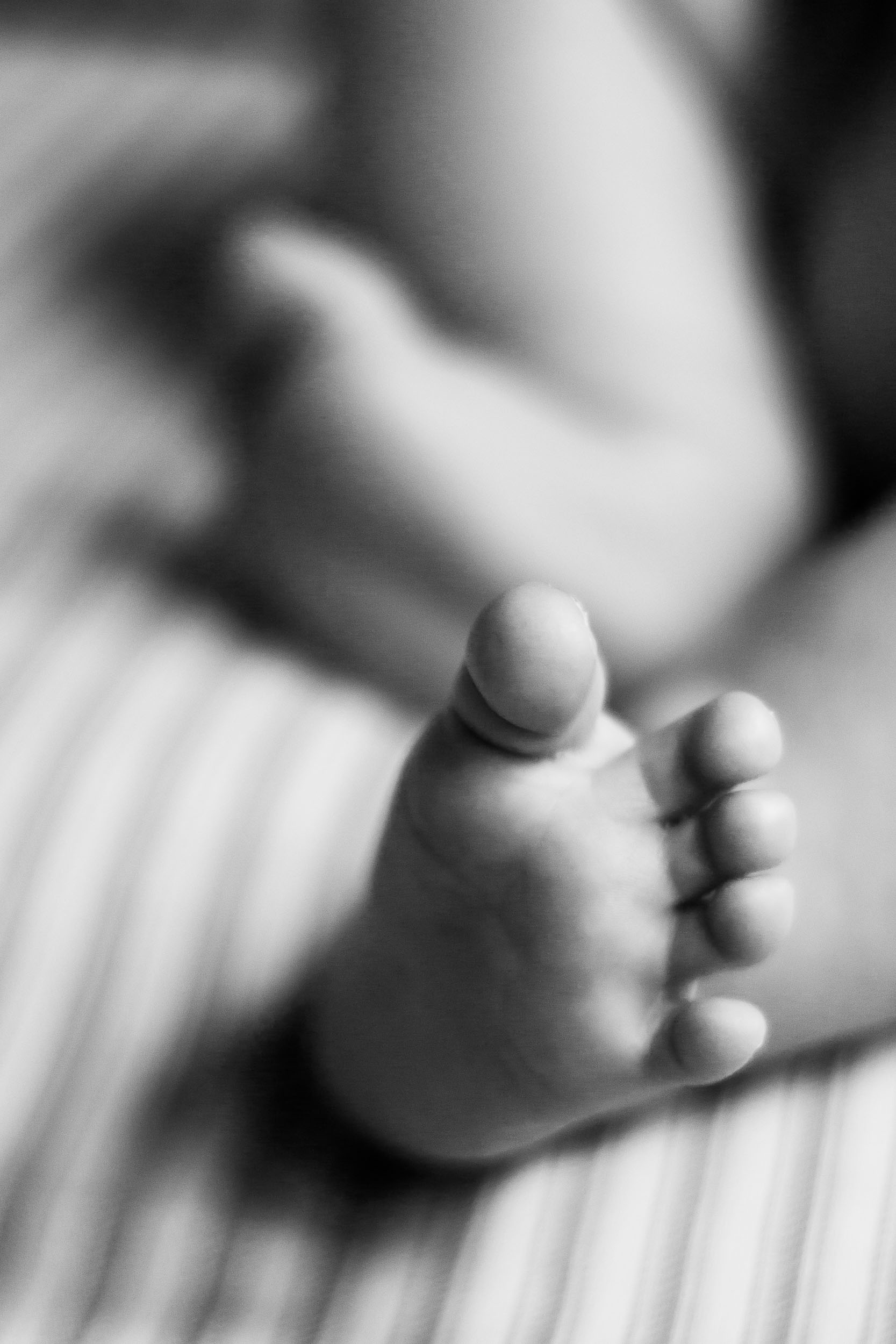 Seattle Newborn Photographer | By G. Lin Photography | Baby toes close up in black and white