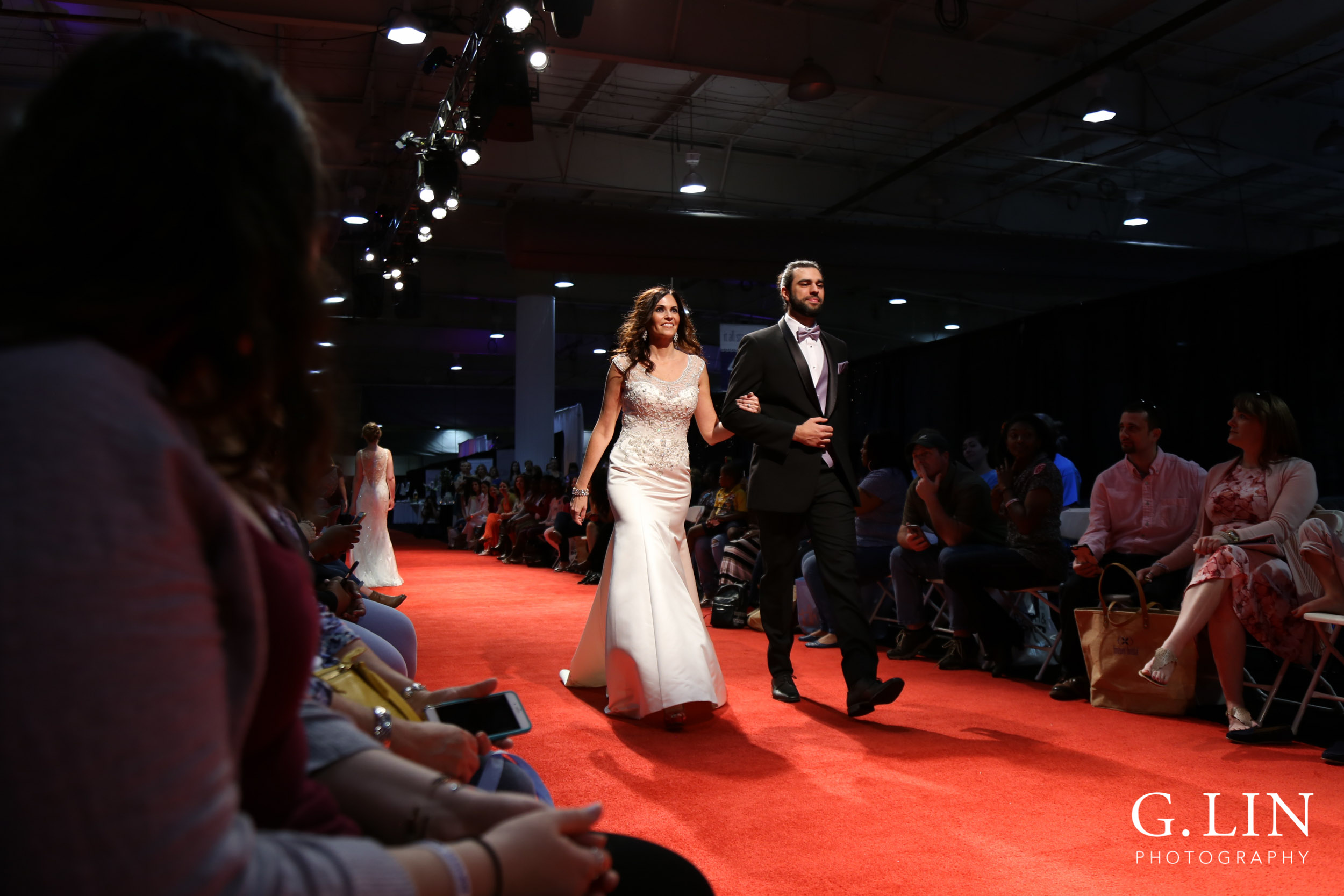 Raleigh Event Photographer | G. Lin Photography | Models walking down runway in wedding dress and tux