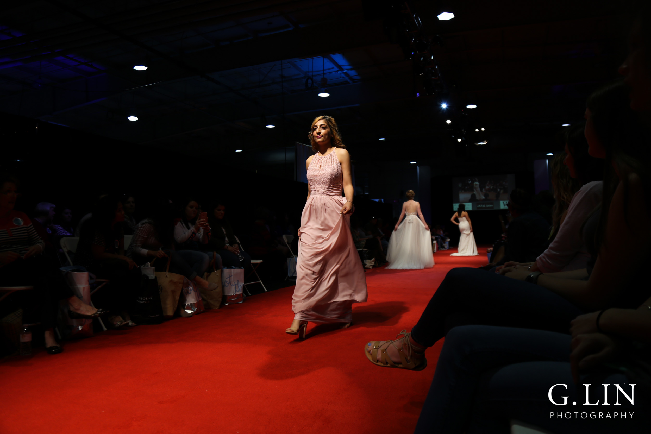 Raleigh Event Photographer | G. Lin Photography | Model wearing bridesmaid gown and walking down the runway