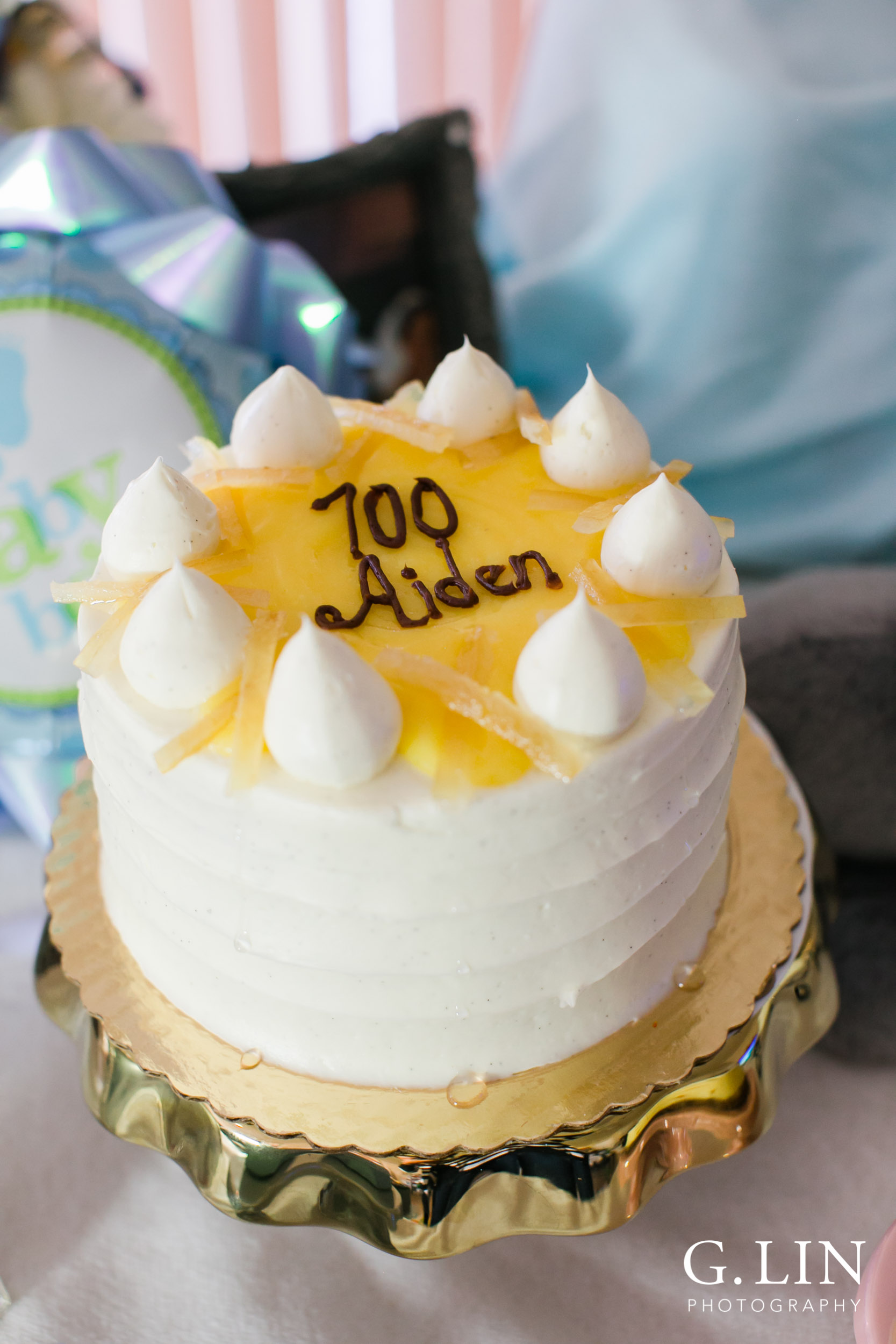 Durham Family Photographer | G. Lin Photography | Close up shot of birthday cake for baby