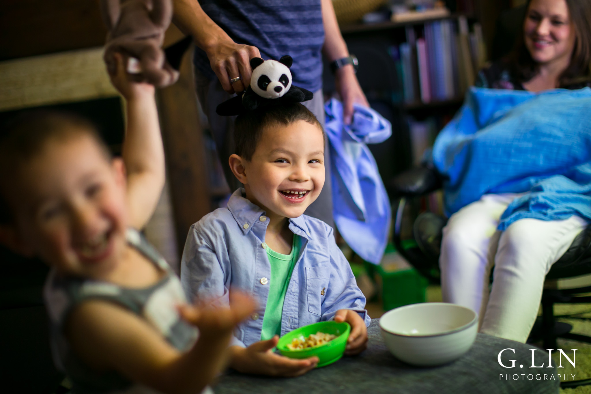 Raleigh Family Photographer | G. Lin Photography | Children laughing and playing in living room