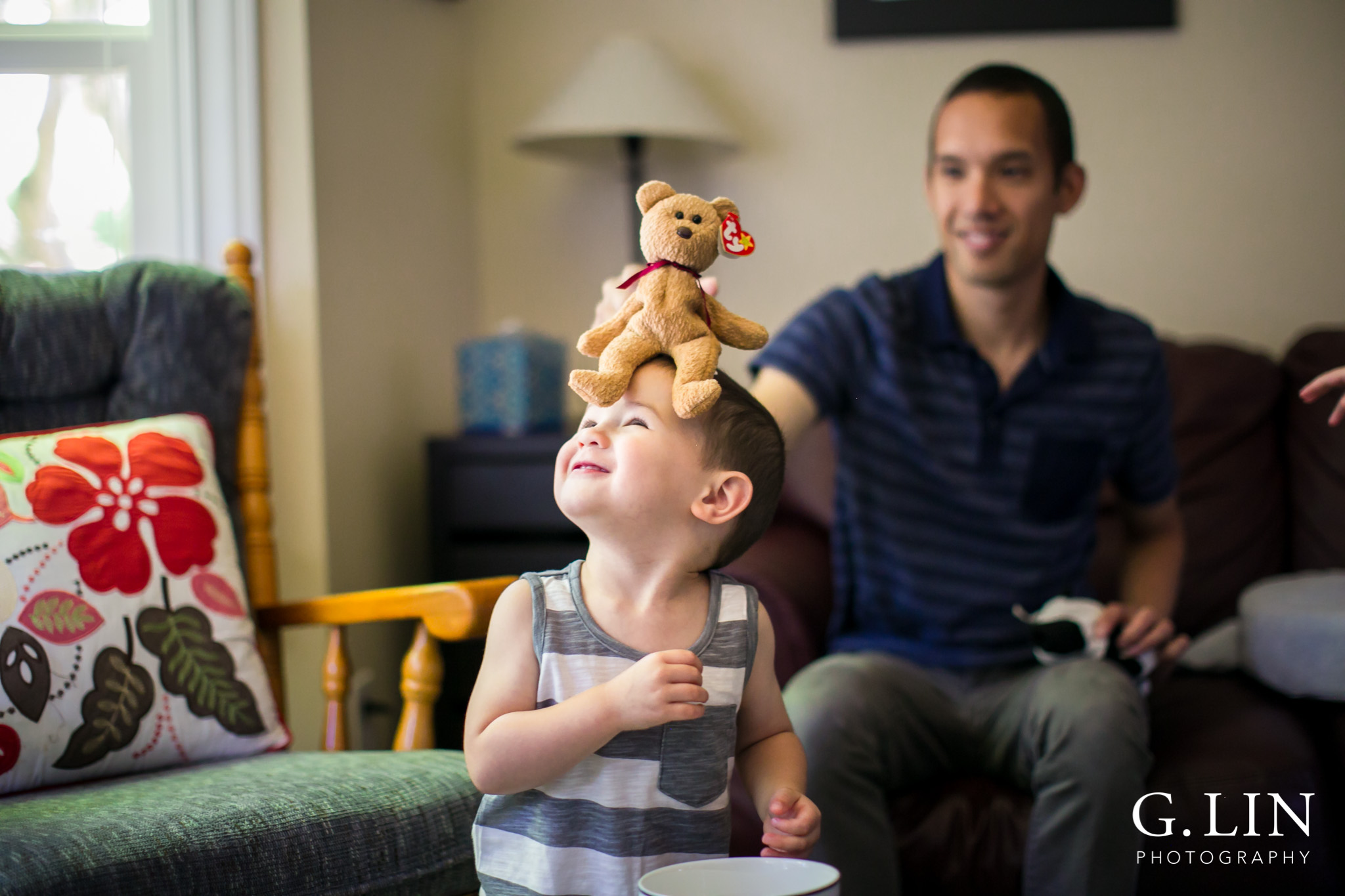 Raleigh Family Photographer | G. Lin Photography | Children laughing and playing in living room