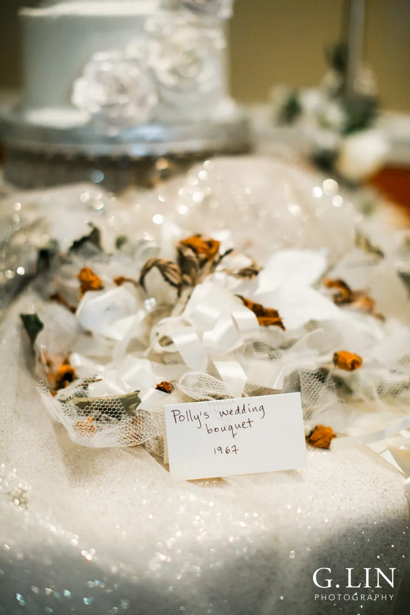 Raleigh Event Photographer | G. Lin Photography | Image of wedding bouquet on white table