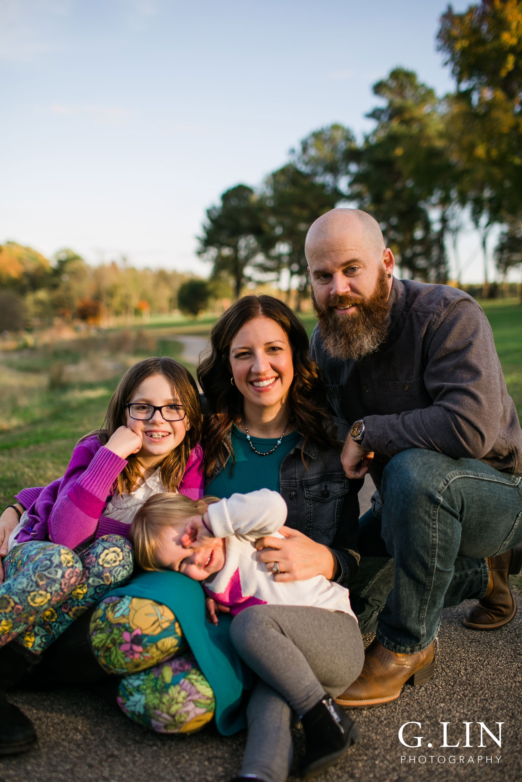 Family photo during golden hour | Raleigh Family Photographer | G. Lin Photography 