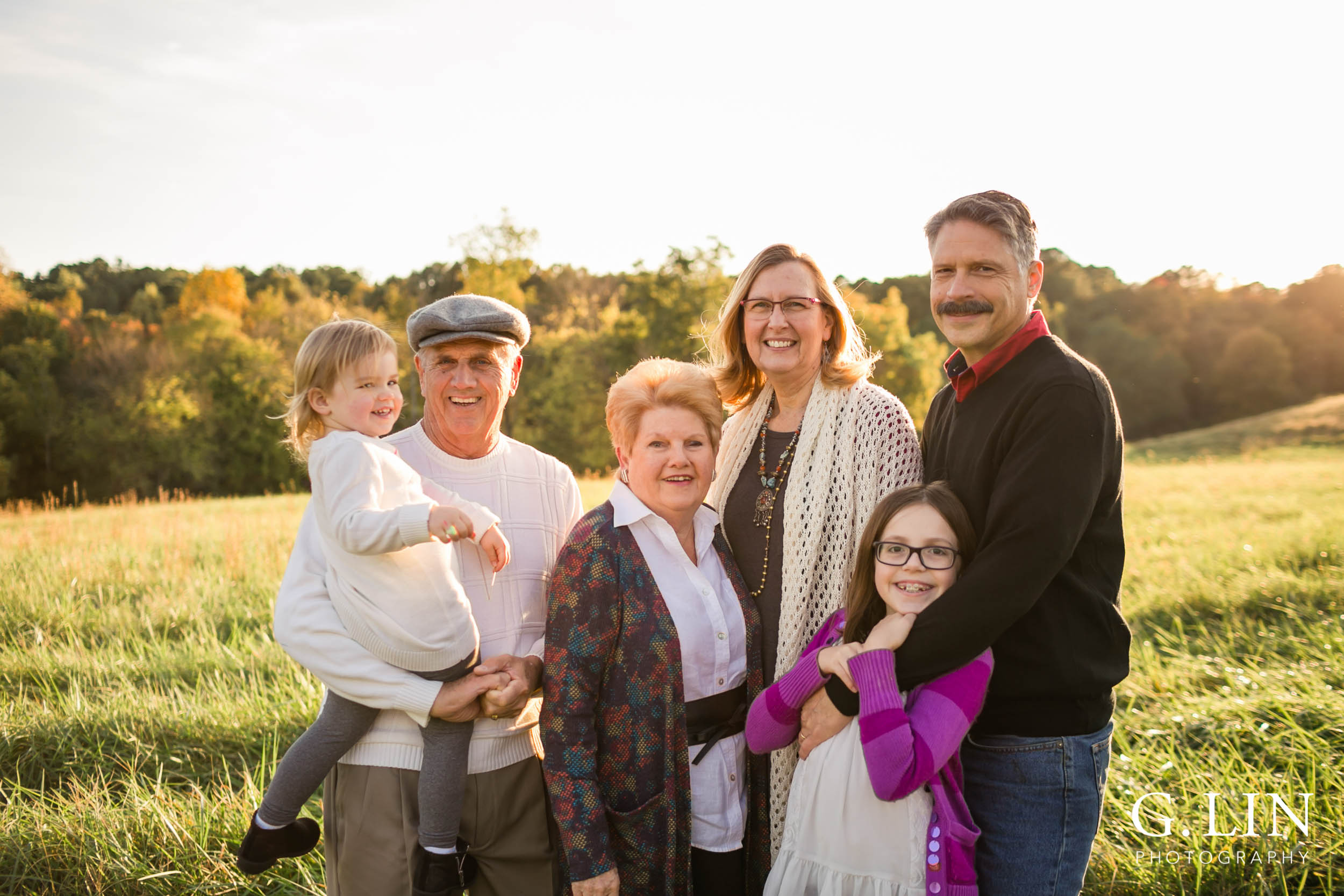 Candid group photo of grandparents and grandkids | Raleigh Family Photographer | G. Lin Photography 