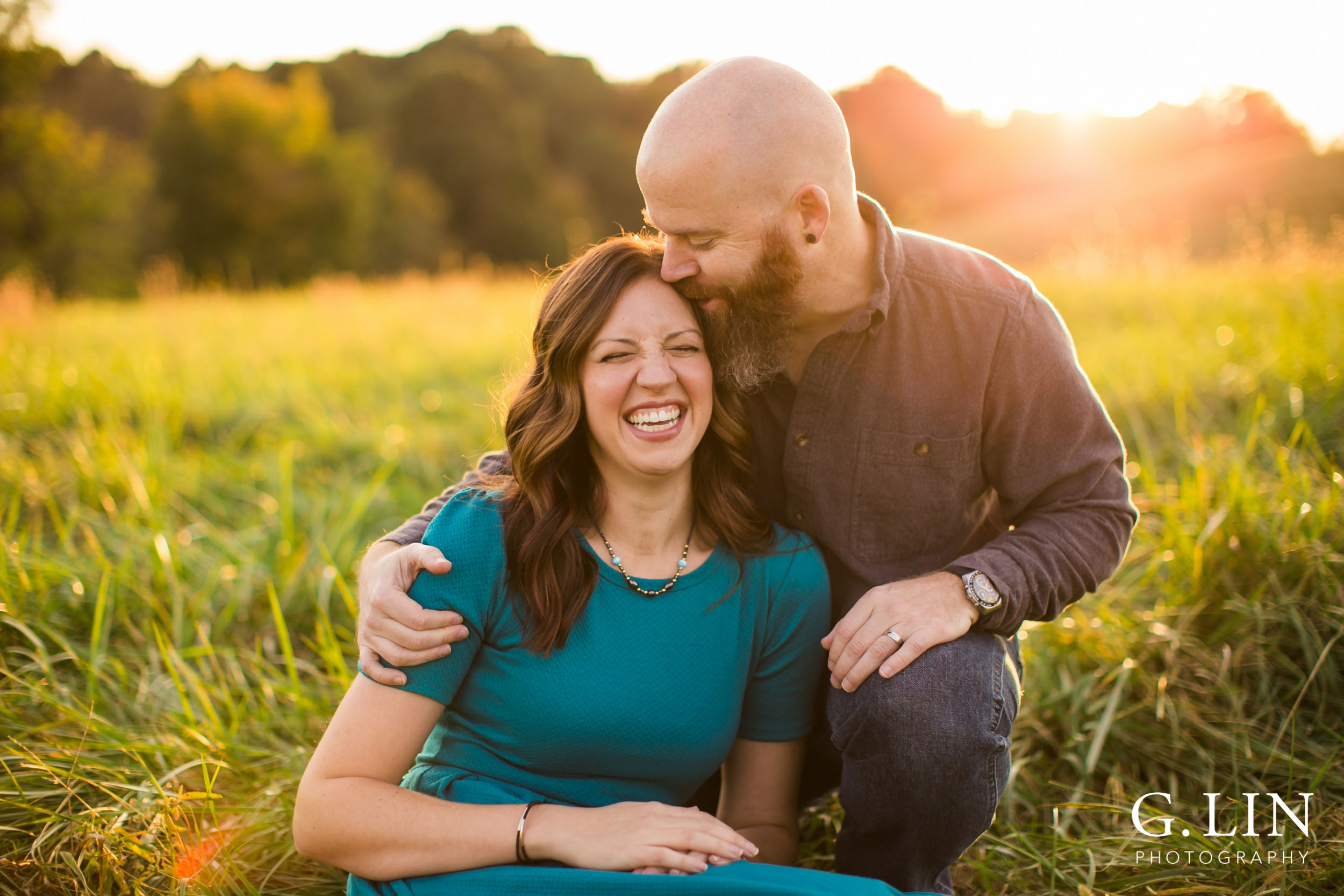 Raleigh Family Photographer | G. Lin Photography | Husband kissing wife's head