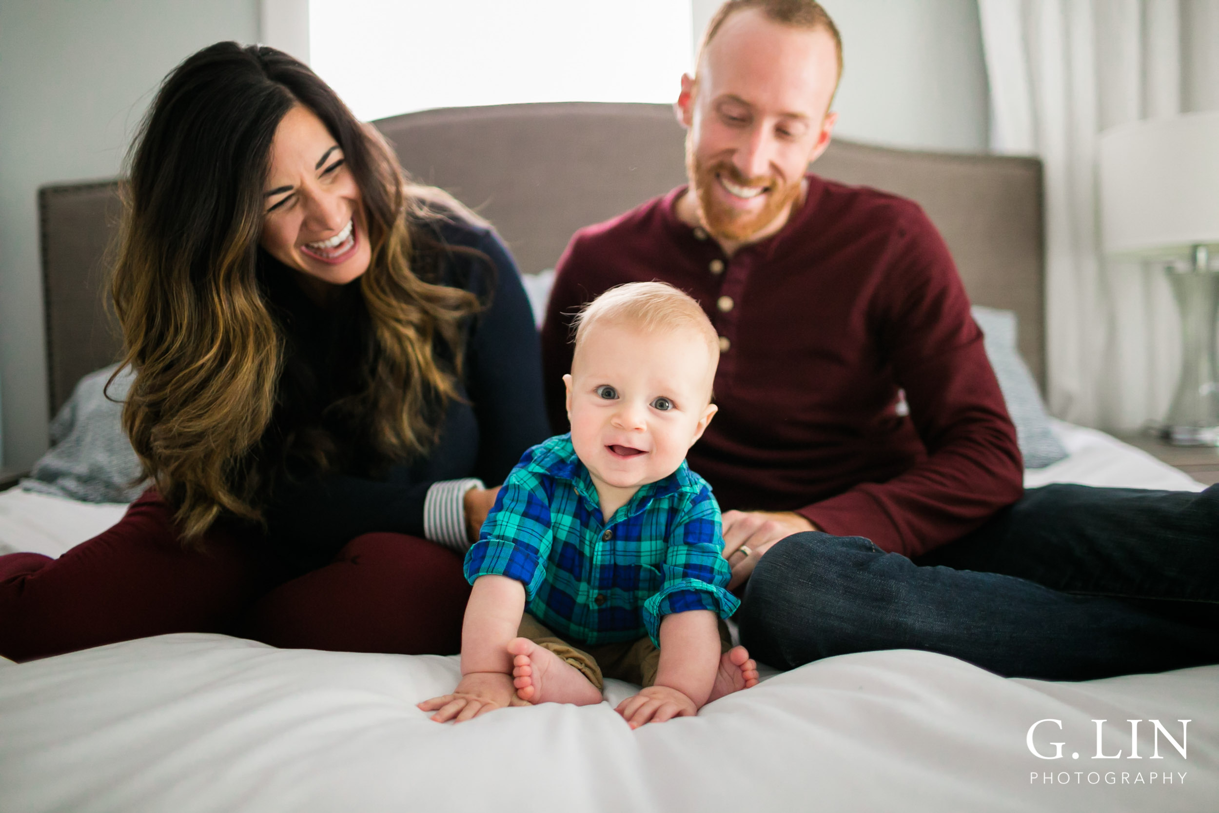 Durham Family Photographer | G. Lin Photography | Lifestyle Family photo on bed