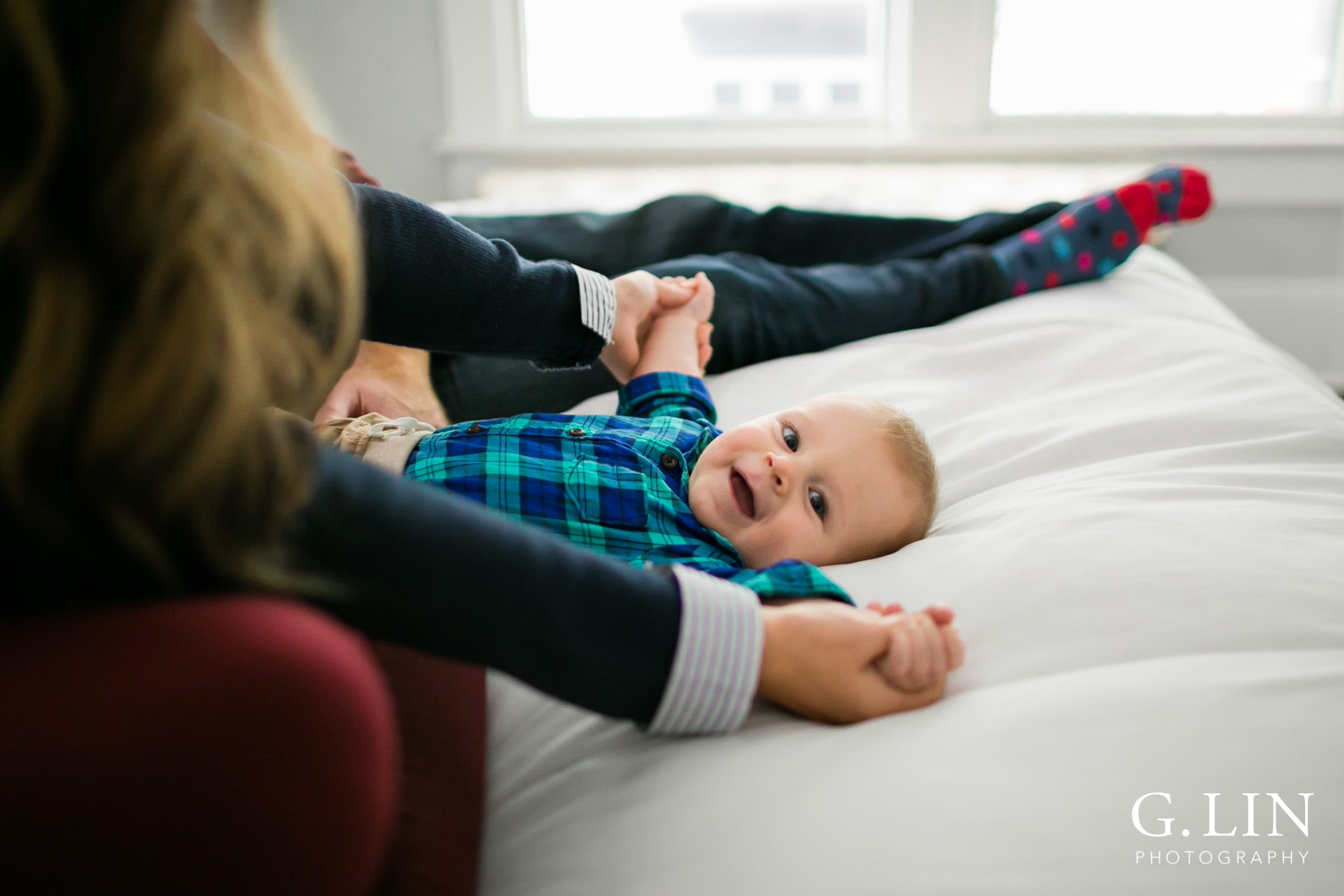 Durham Family Photographer | G. Lin Photography | happy baby with arms spread open