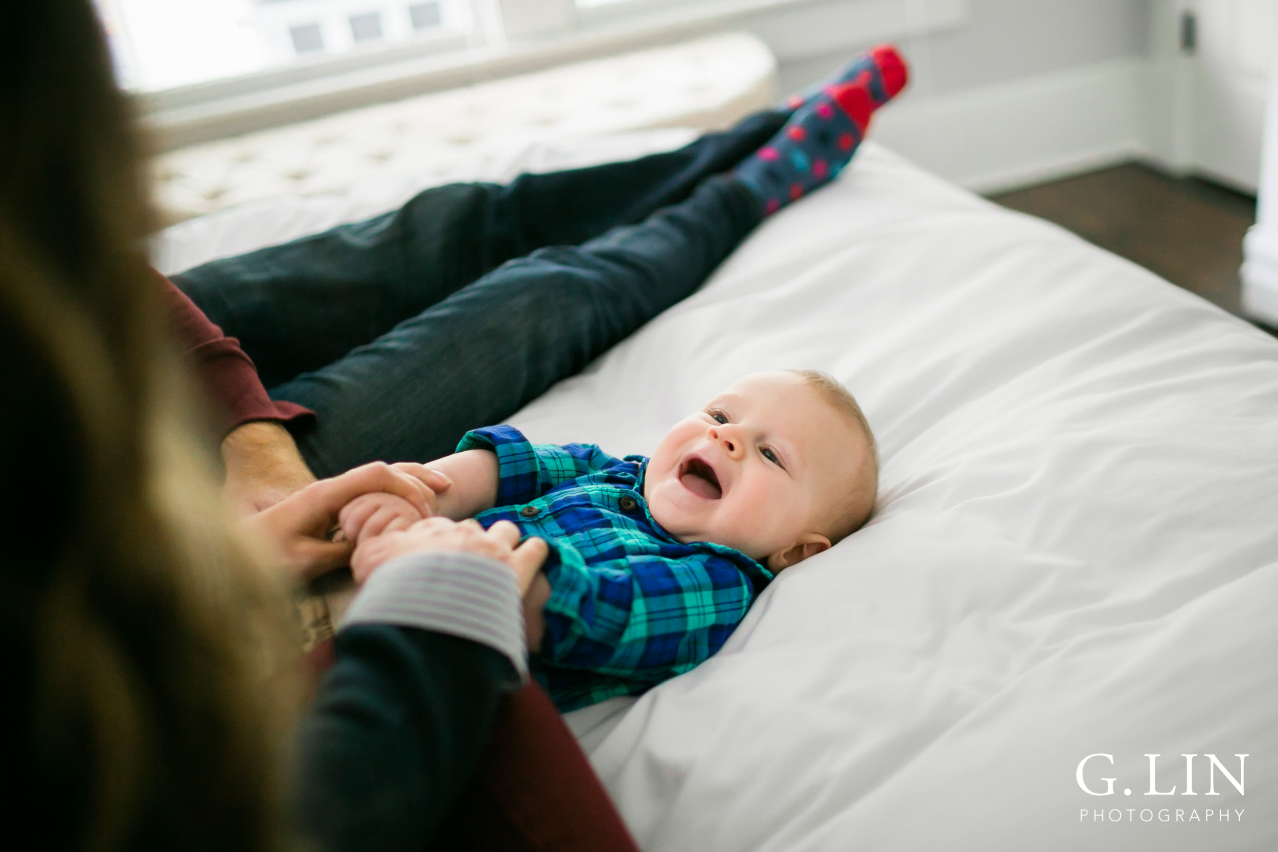 Durham Family Photographer | G. Lin Photography | baby boy laughing with mom