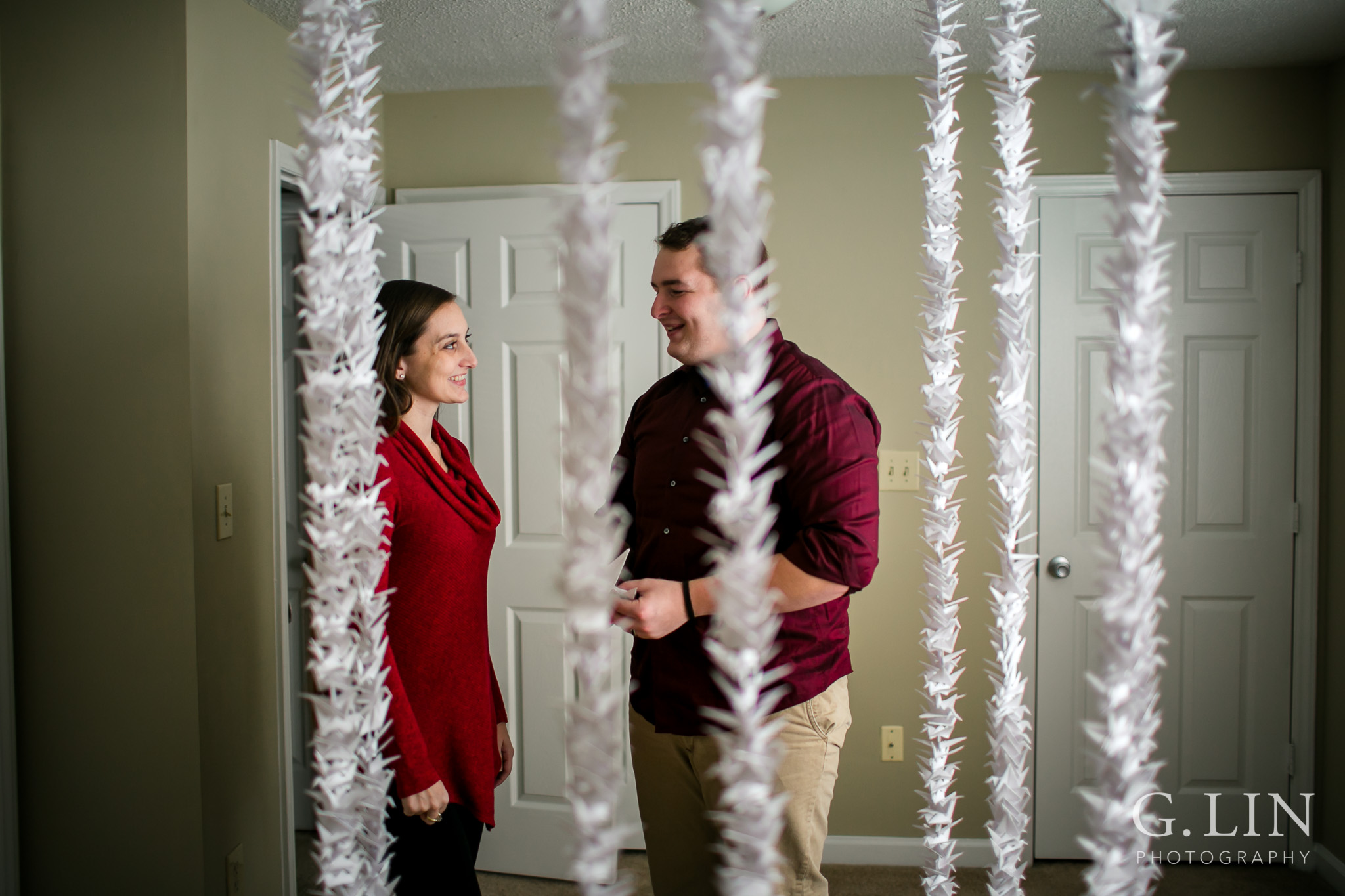 Romantic proposal candid shot | Raleigh Engagement Photographer | By G. Lin Photography