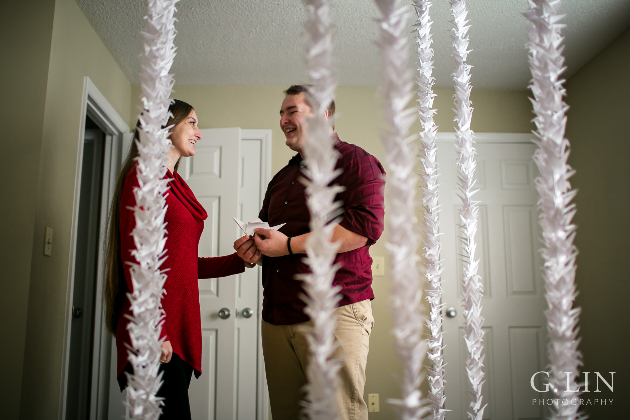 Paper Crane Surprise Proposal | Raleigh Engagement Photographer | By G. Lin Photography