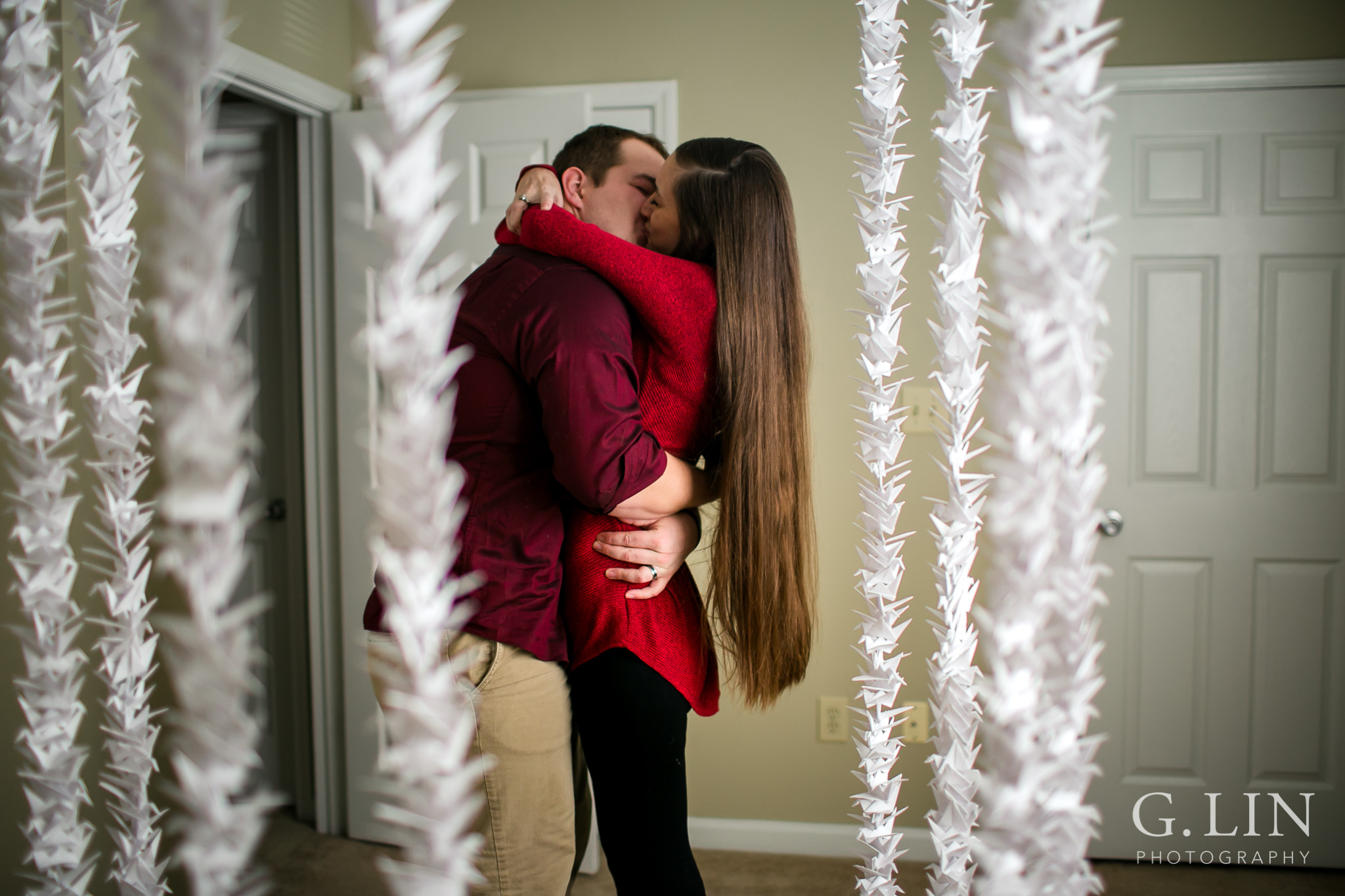 Apartment surprise proposal | Raleigh Engagement Photographer | By G. Lin Photography