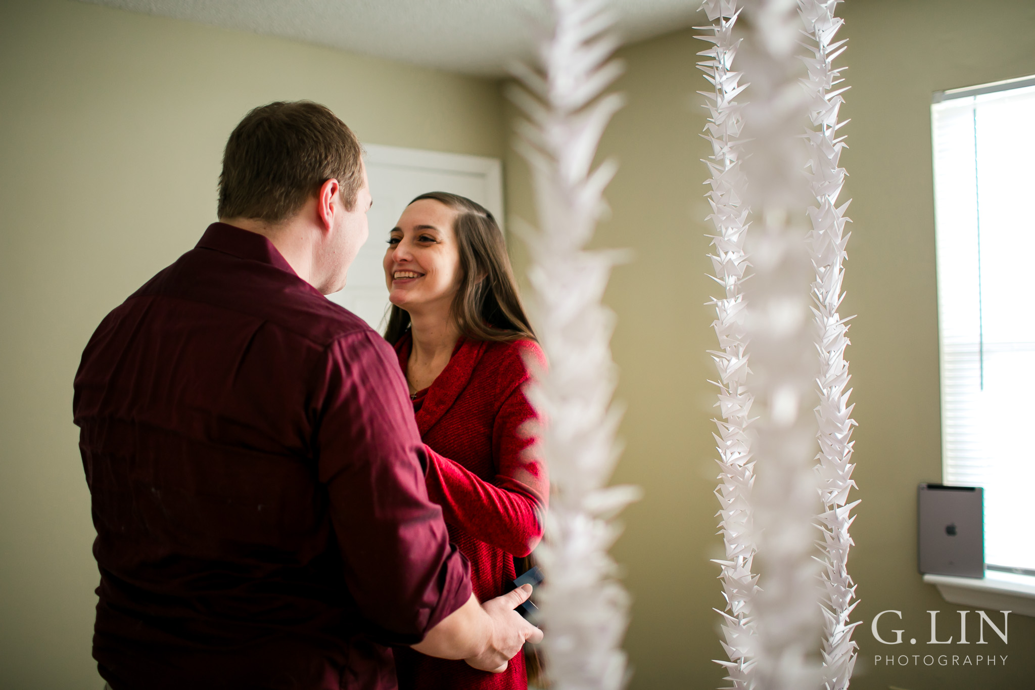 Joyful and happy couple after proposal | Raleigh Engagement Photographer | By G. Lin Photography