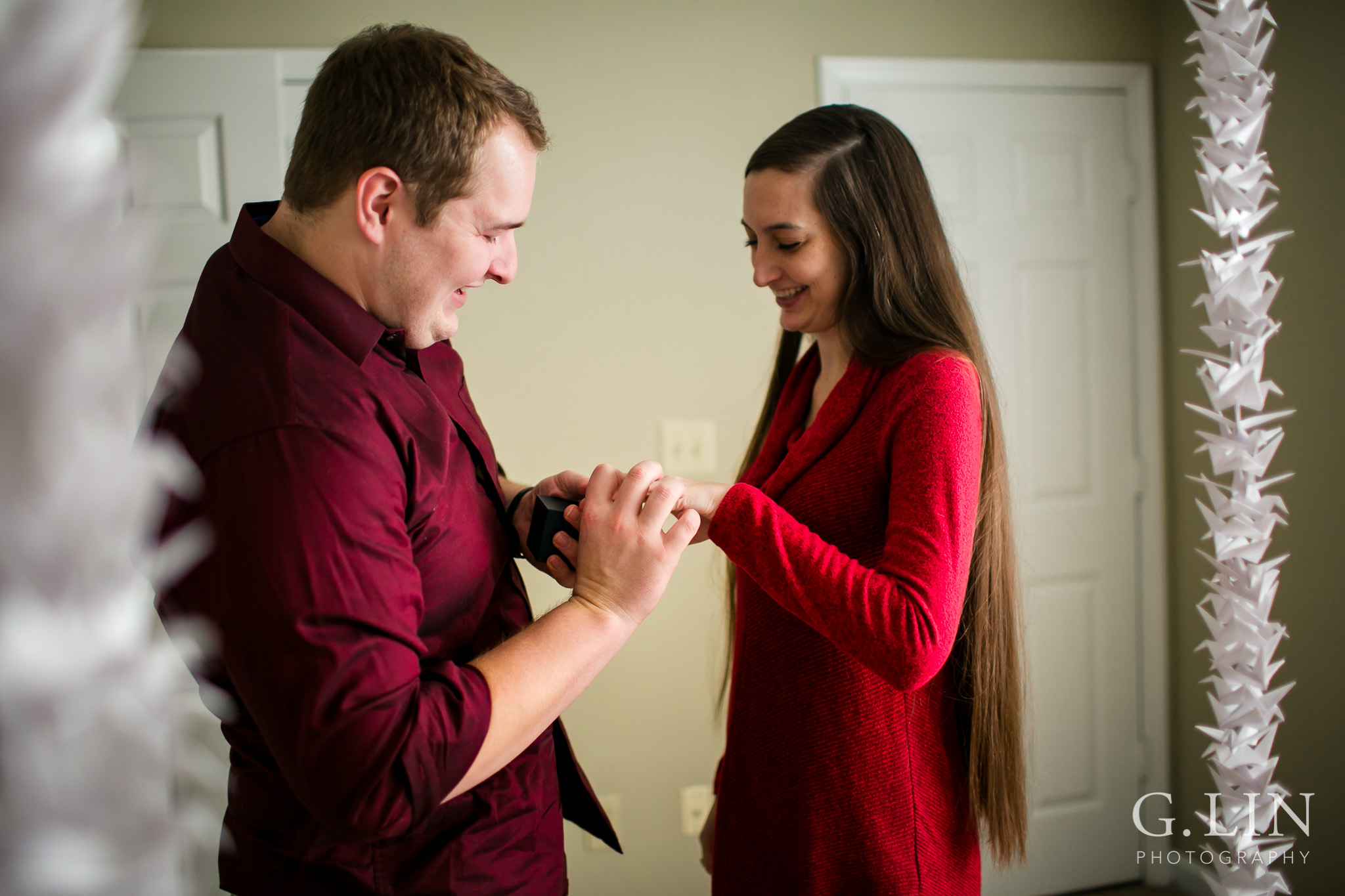 Ring shot of proposal | Raleigh Engagement Photographer | By G. Lin Photography