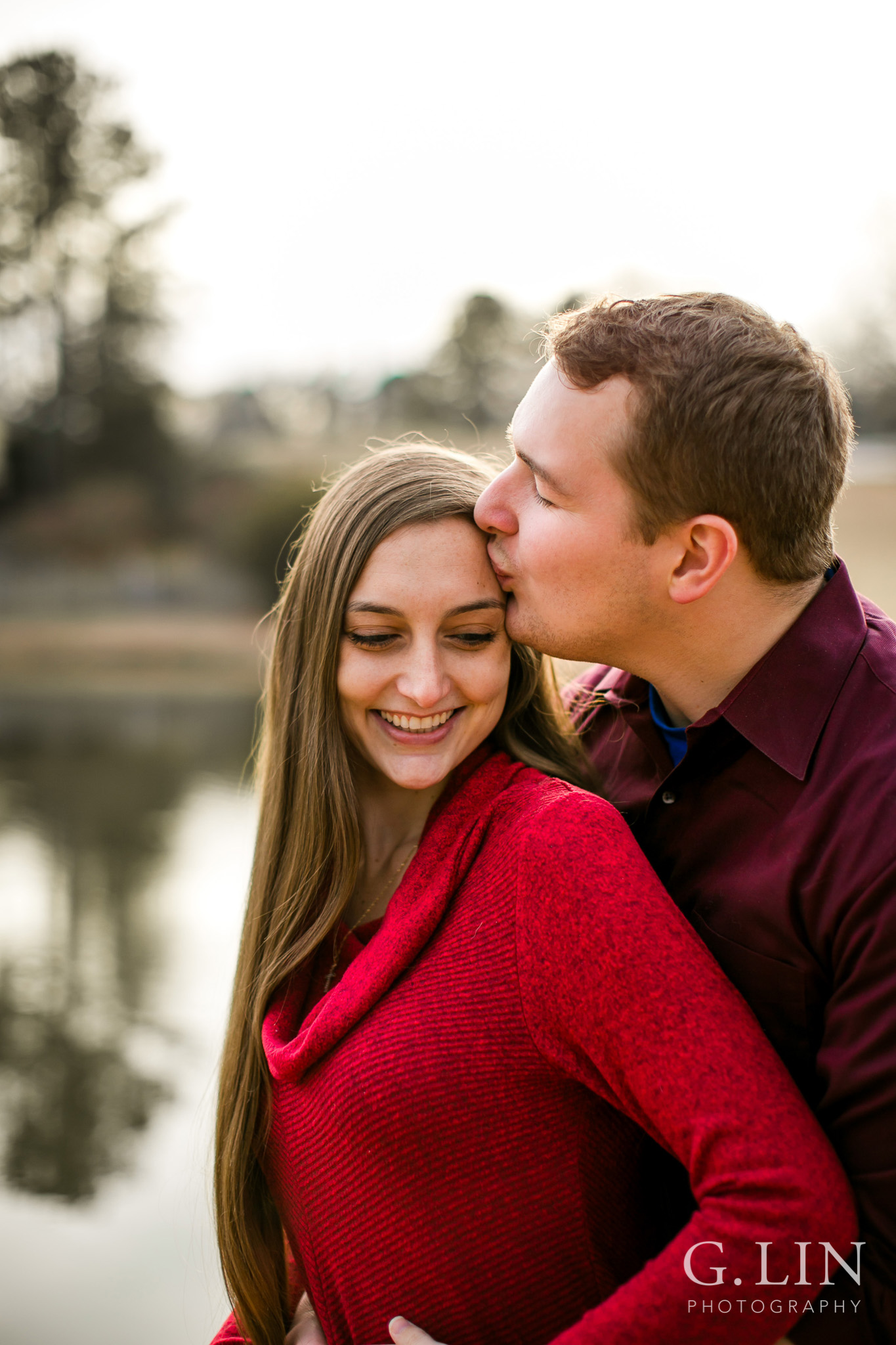 Winter Engagement Photo Outside | Raleigh Engagement Photographer | By G. Lin Photography