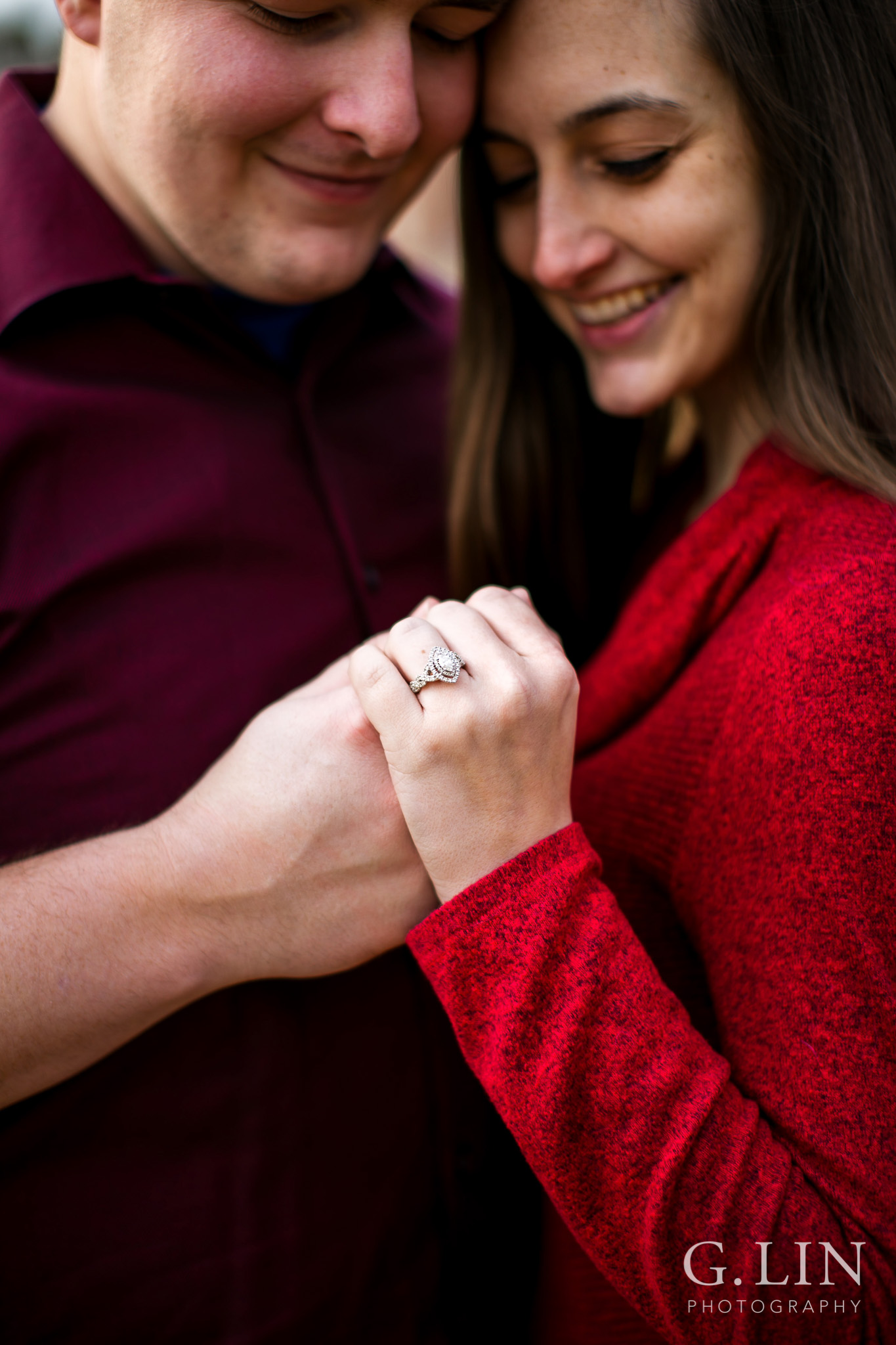 Creative ring shot of engagement | Raleigh Engagement Photographer | By G. Lin Photography