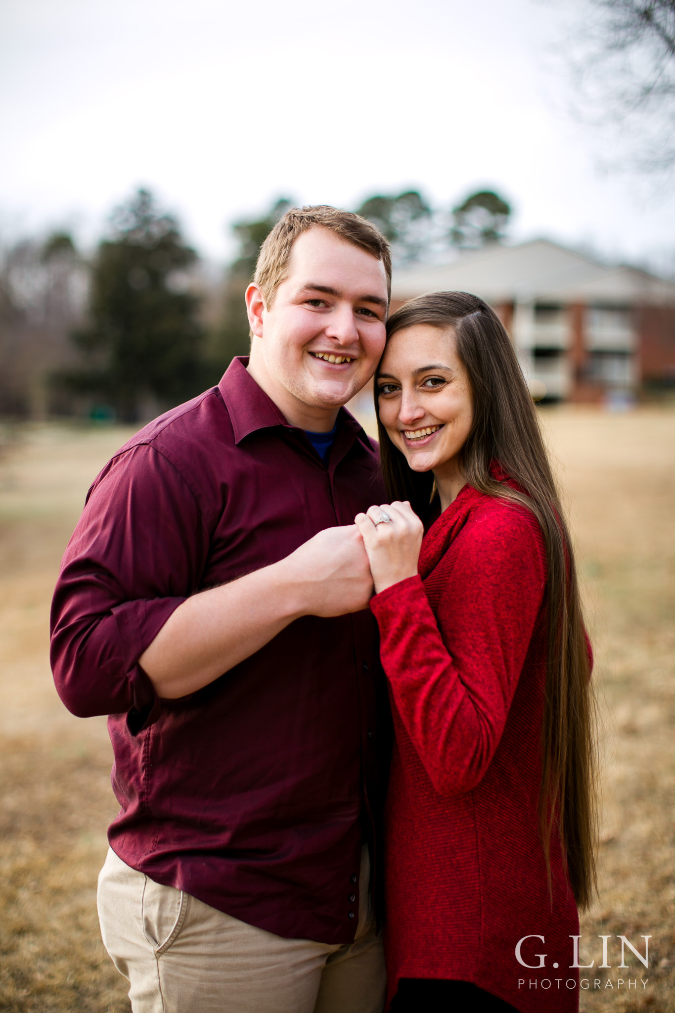 Sweet photo of engaged couple | Raleigh Engagement Photographer | By G. Lin Photography