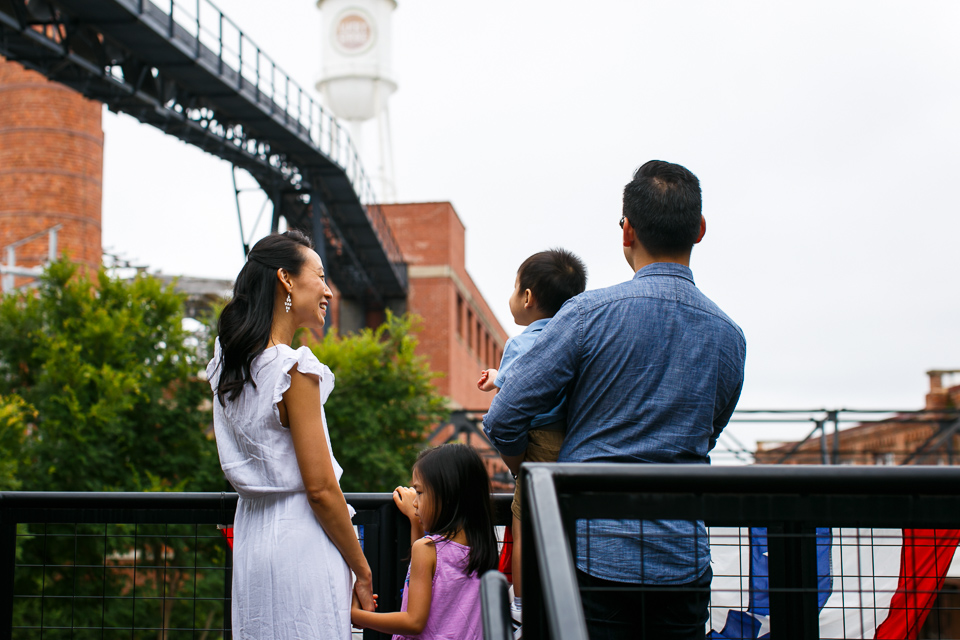 Family outside at American Tobacco Campus | Durham Photographer | G. Lin Photography