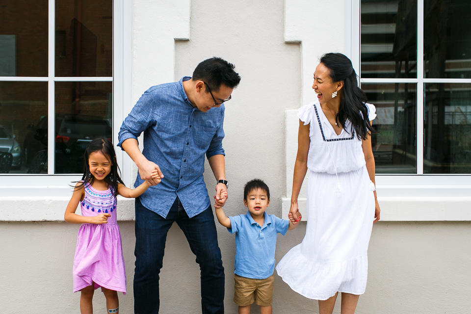Family photo at American Tobacco Campus | Downtown Durham, NC | By G. Lin Photography
