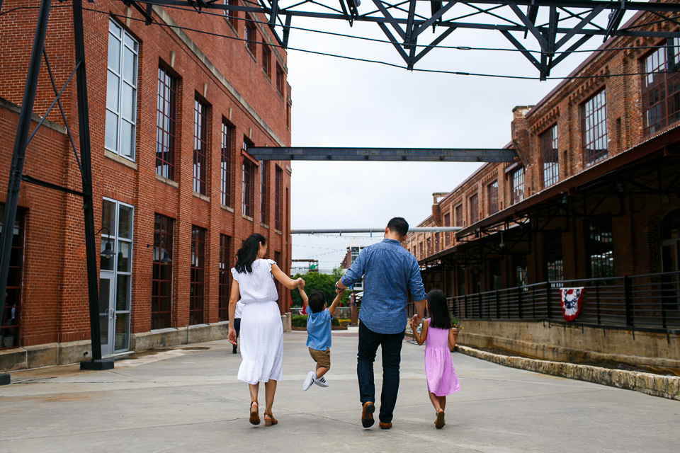 Candid Family Photo at American Tobacco Campus | Durham Family Photography | By G. Lin Photography