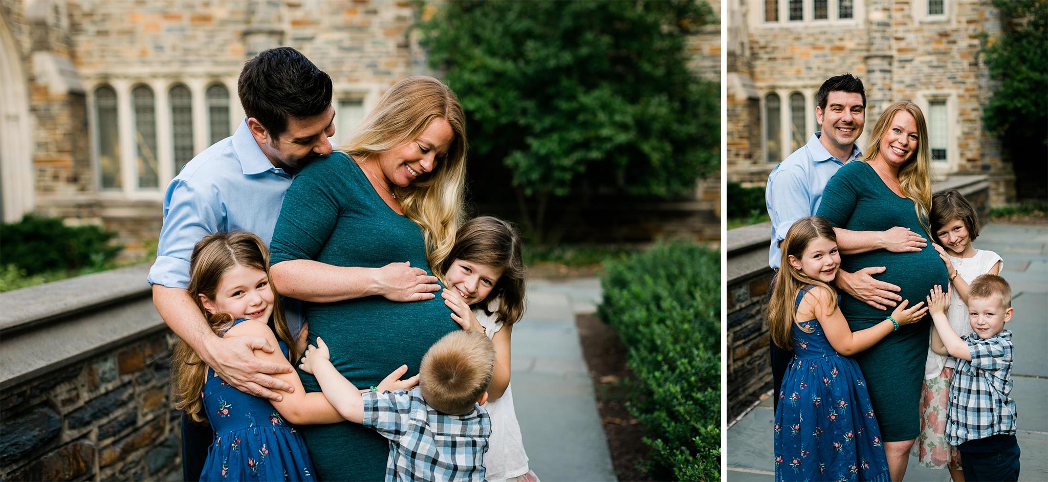 Family Group Hug at Duke University | Durham Maternity Photographer | By G. Lin Photography