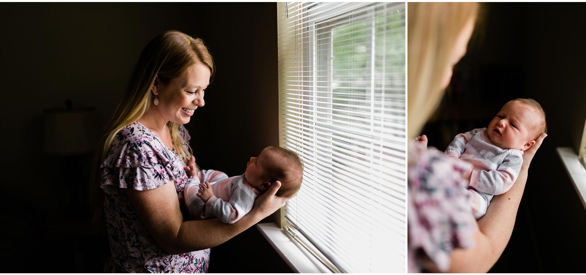 Durham Newborn Photographer | By G. Lin Photography | Mother holding baby by window