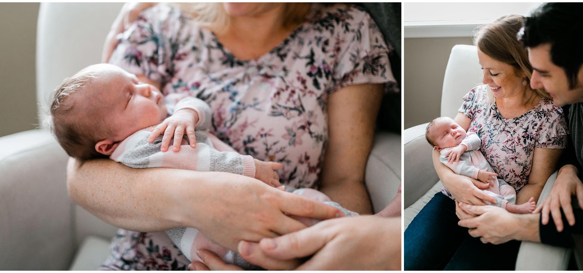 Raleigh Newborn Photographer | By G. Lin Photography | Parents holding baby by window light