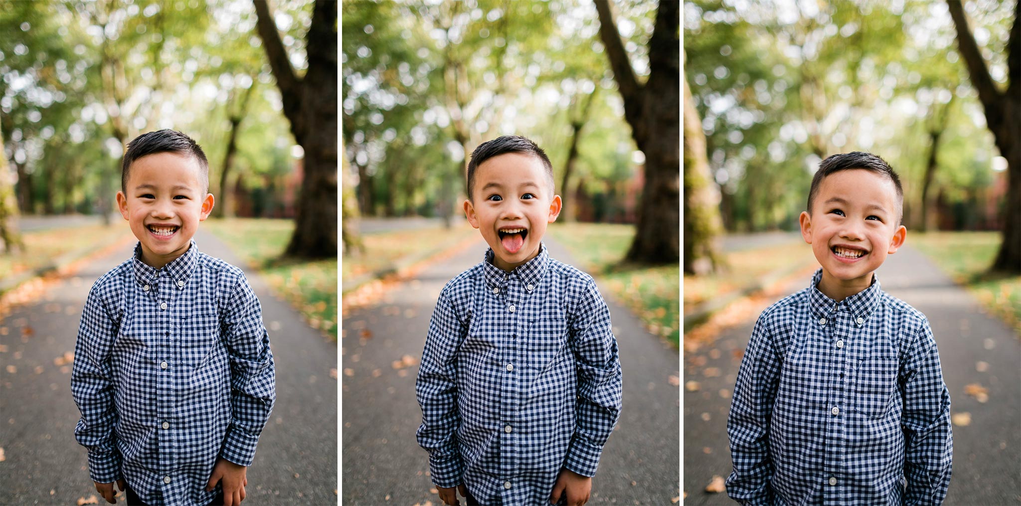 Portraits of boy making funny faces | Durham Photographer | By G. Lin Photography