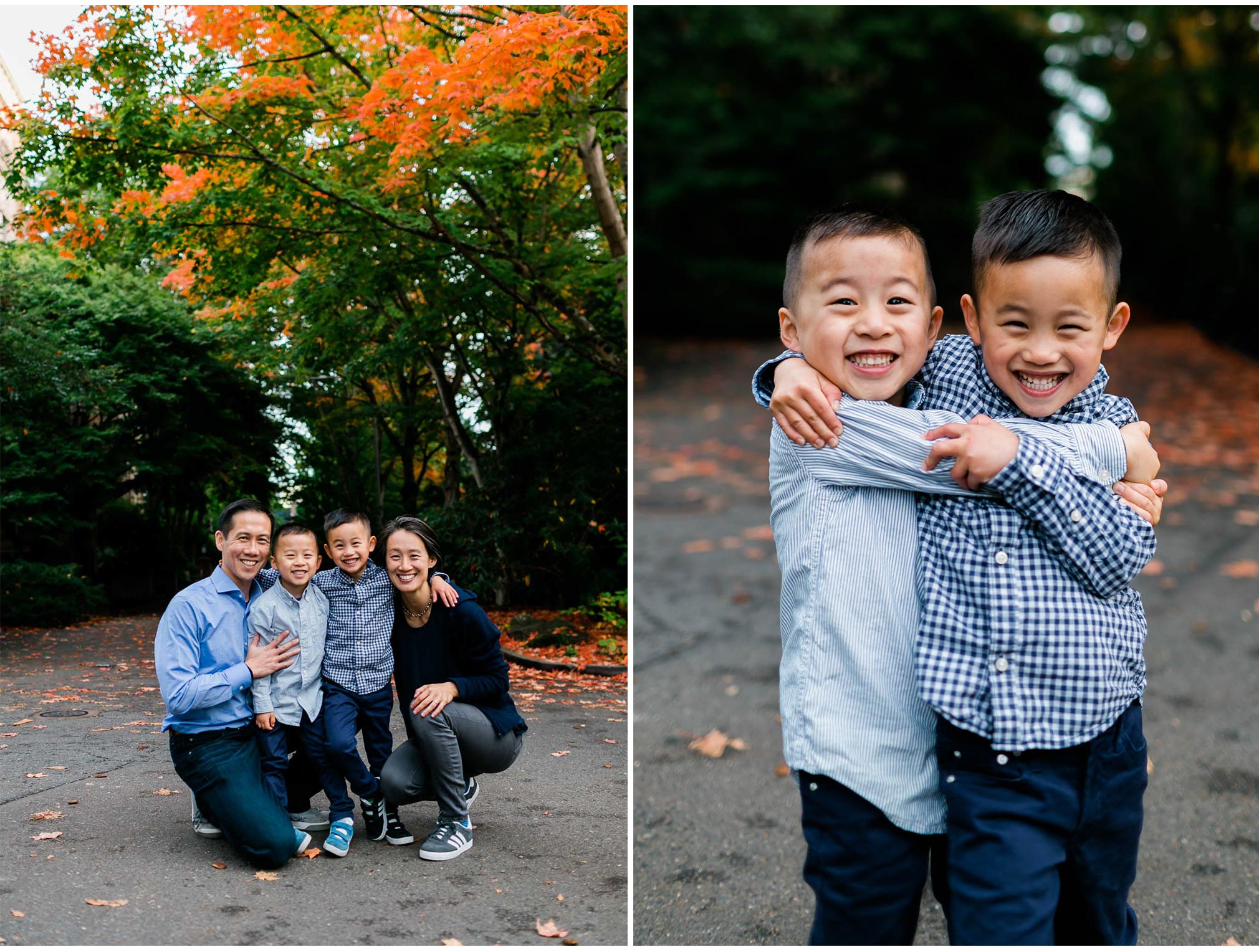 Fall family photo at UW | Seattle Family Photographer | By G. Lin Photography